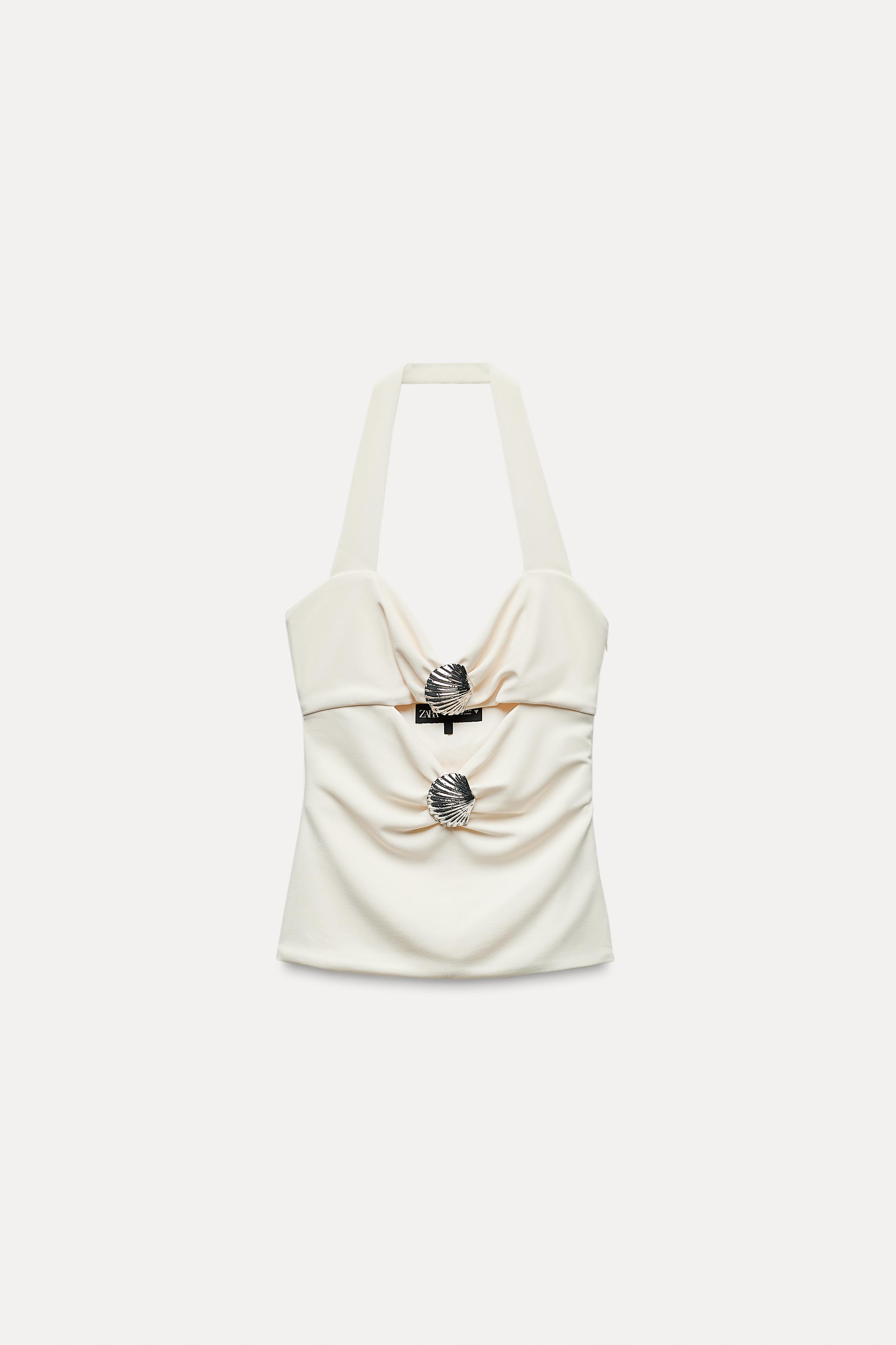 Zara HALTER TOP WITH SHELLS | Square One