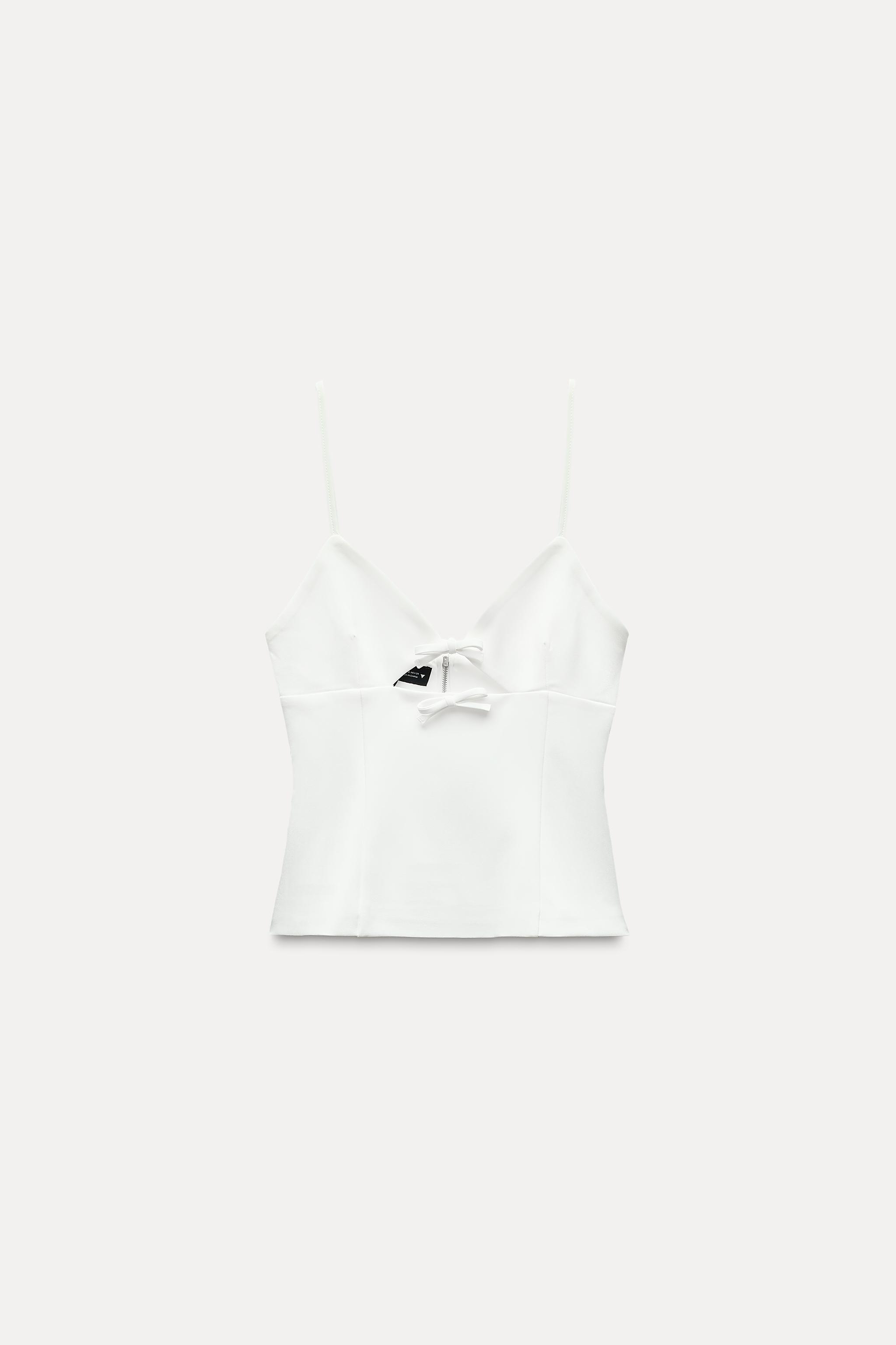 Zara CUT OUT ELASTIC TOP WITH BOWS | Yorkdale Mall