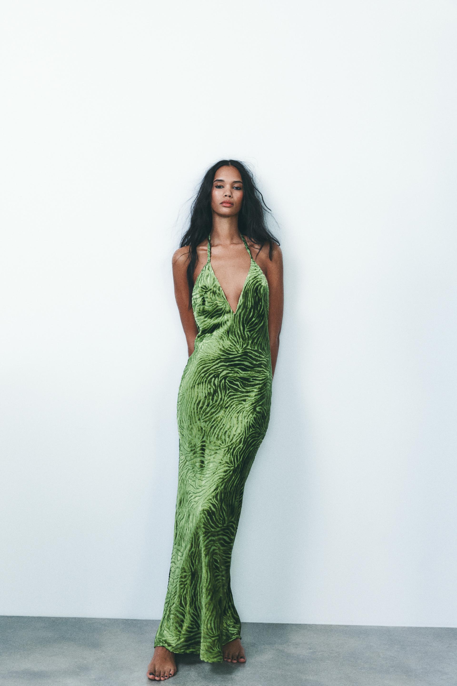 Dress Vestido Verde Zara Dress Vestido Verde Seda Zara Vestido