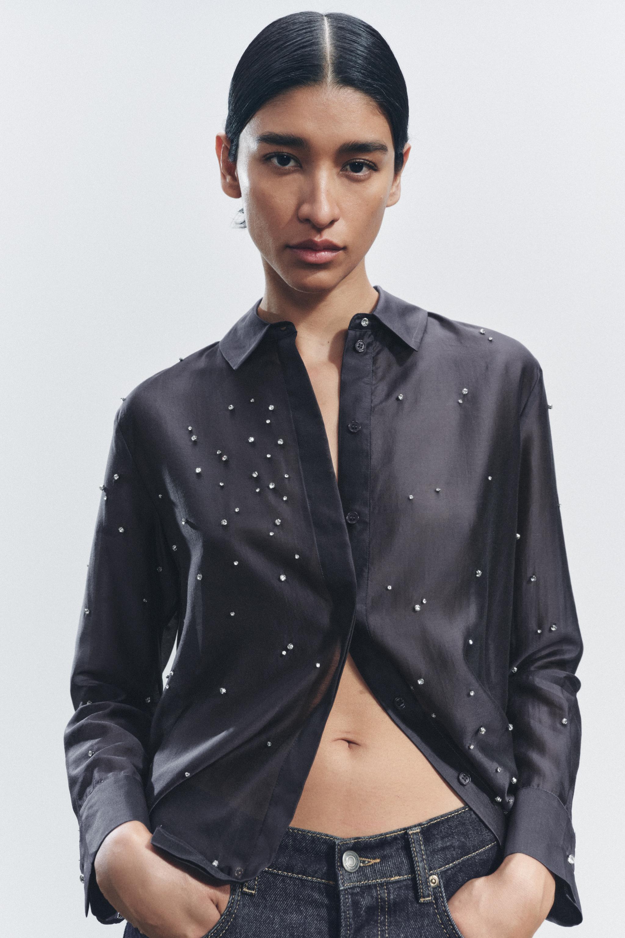 大特価!! Zara EMBROIDERED JEWEL SHIRT ZW COLLECTION | Yorkdale Mall トップス