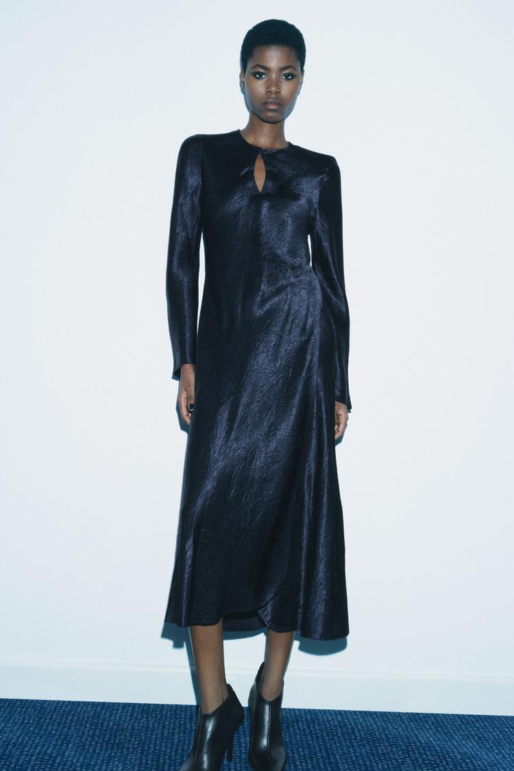 SLIT SATIN EFFECT DRESS ZW COLLECTION