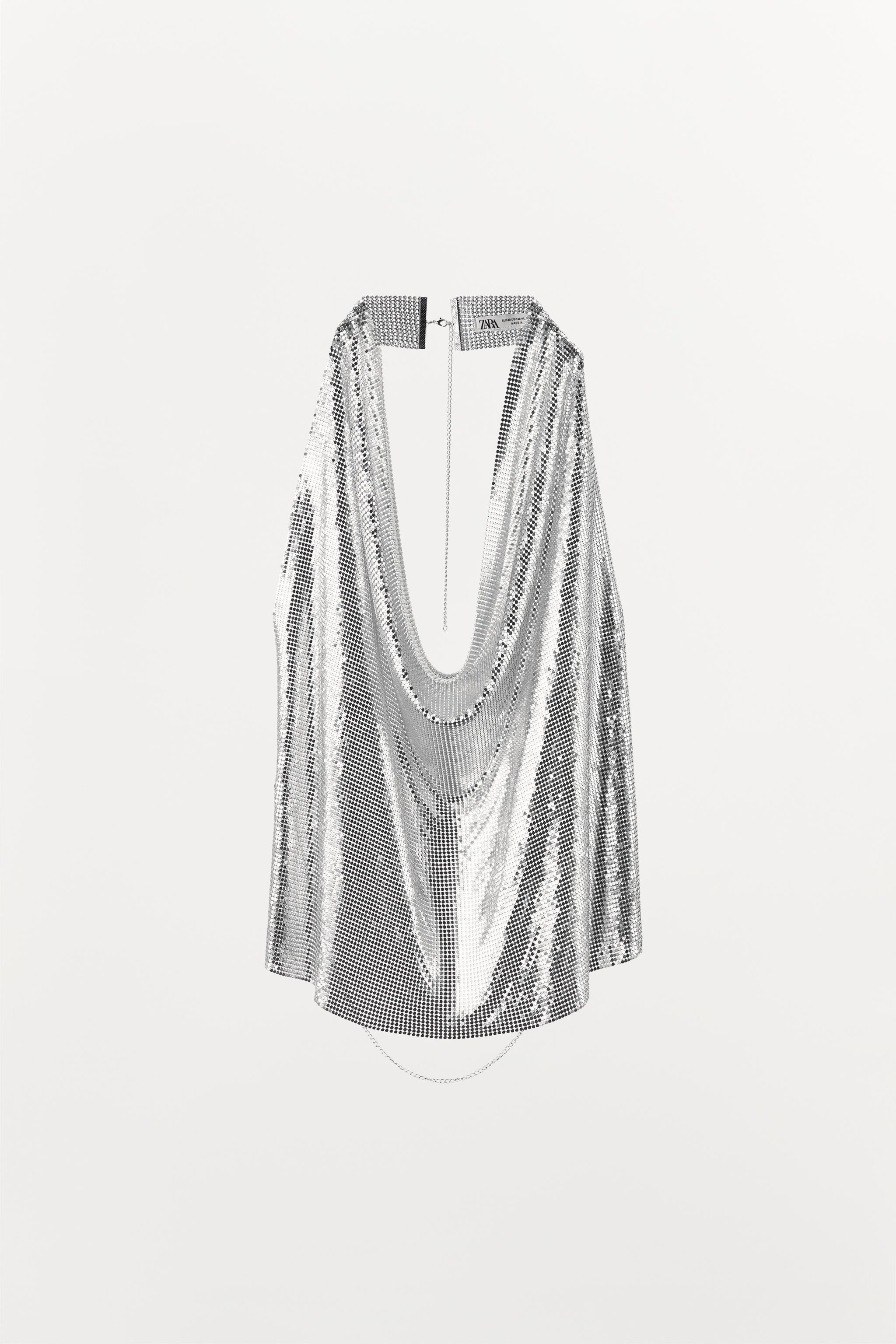 Zara METALLIC HALTER TOP | Square One