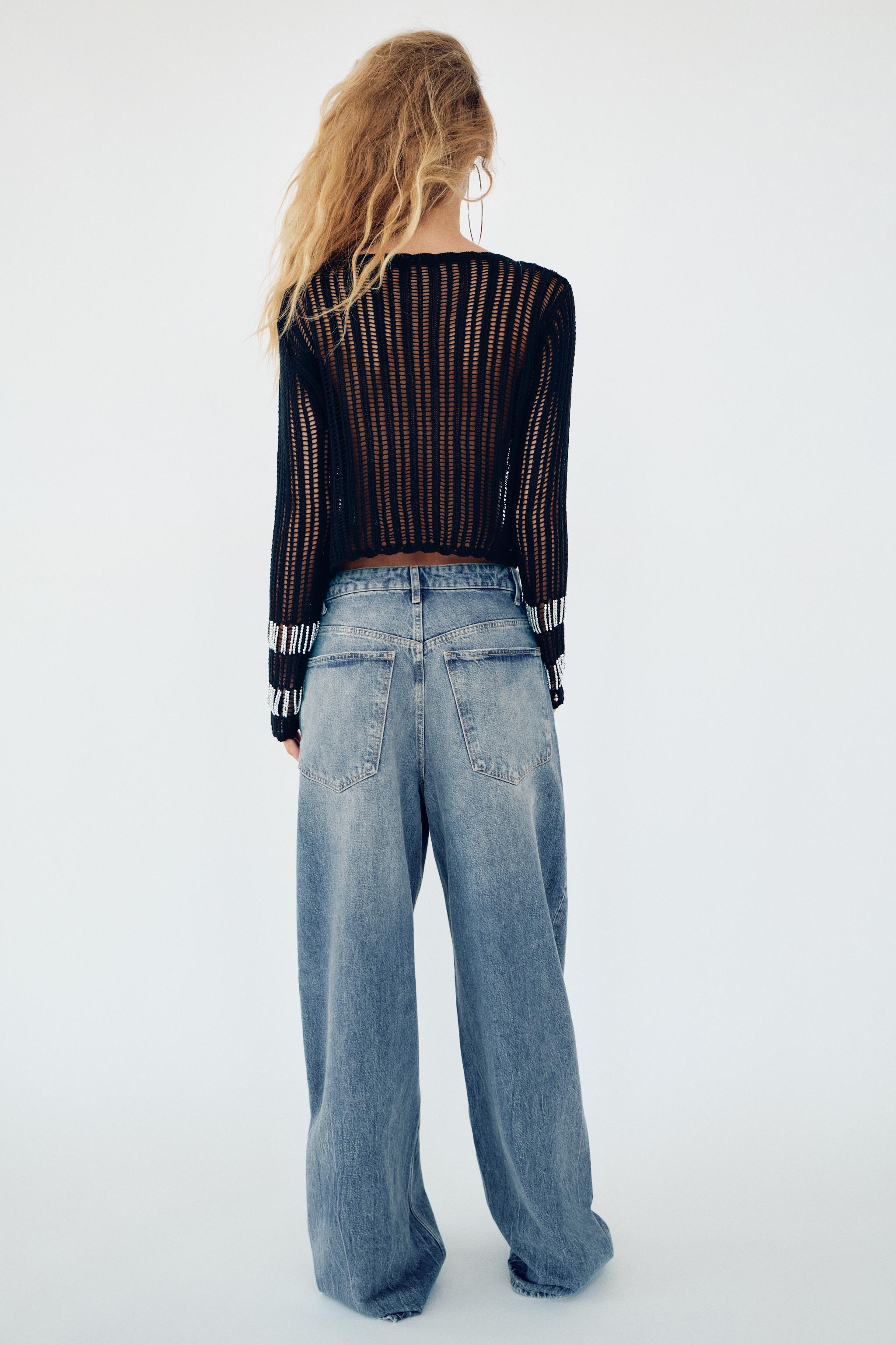 Zara BEADED MESH SWEATER TOP | Yorkdale Mall