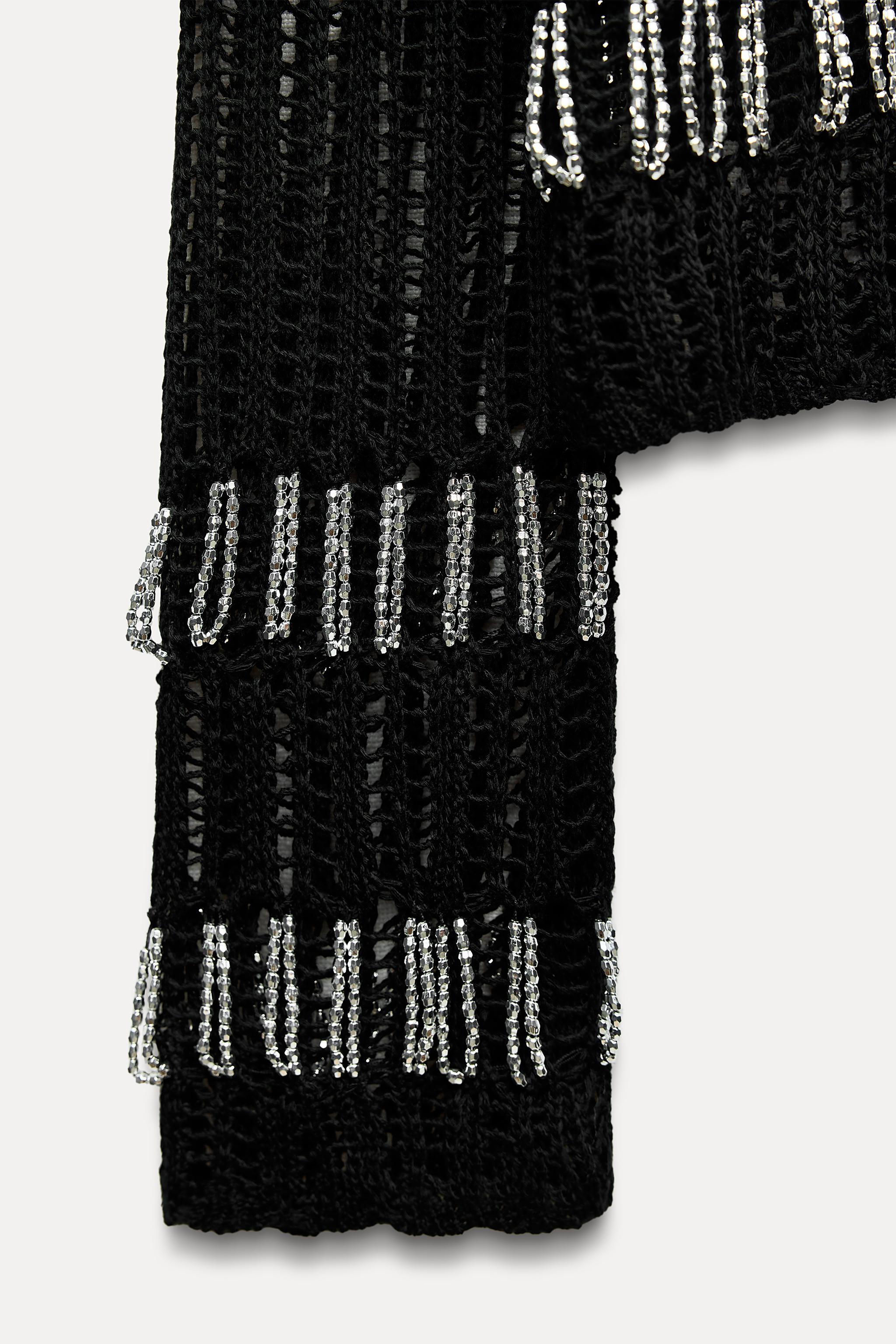 Zara BEADED MESH SWEATER TOP | Yorkdale Mall