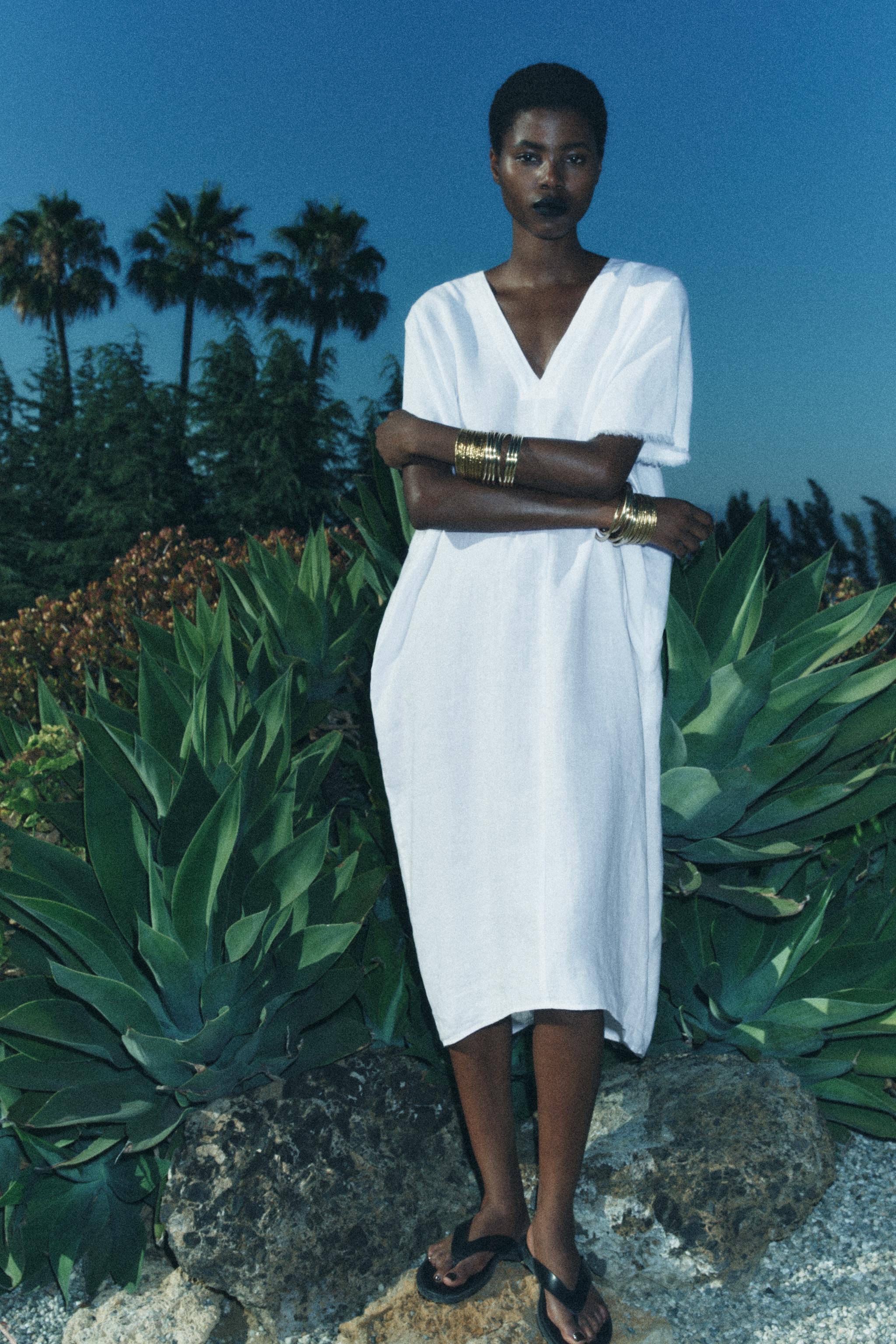 Zara LINEN BLEND TUNIC DRESS ZW COLLECTION | Square One
