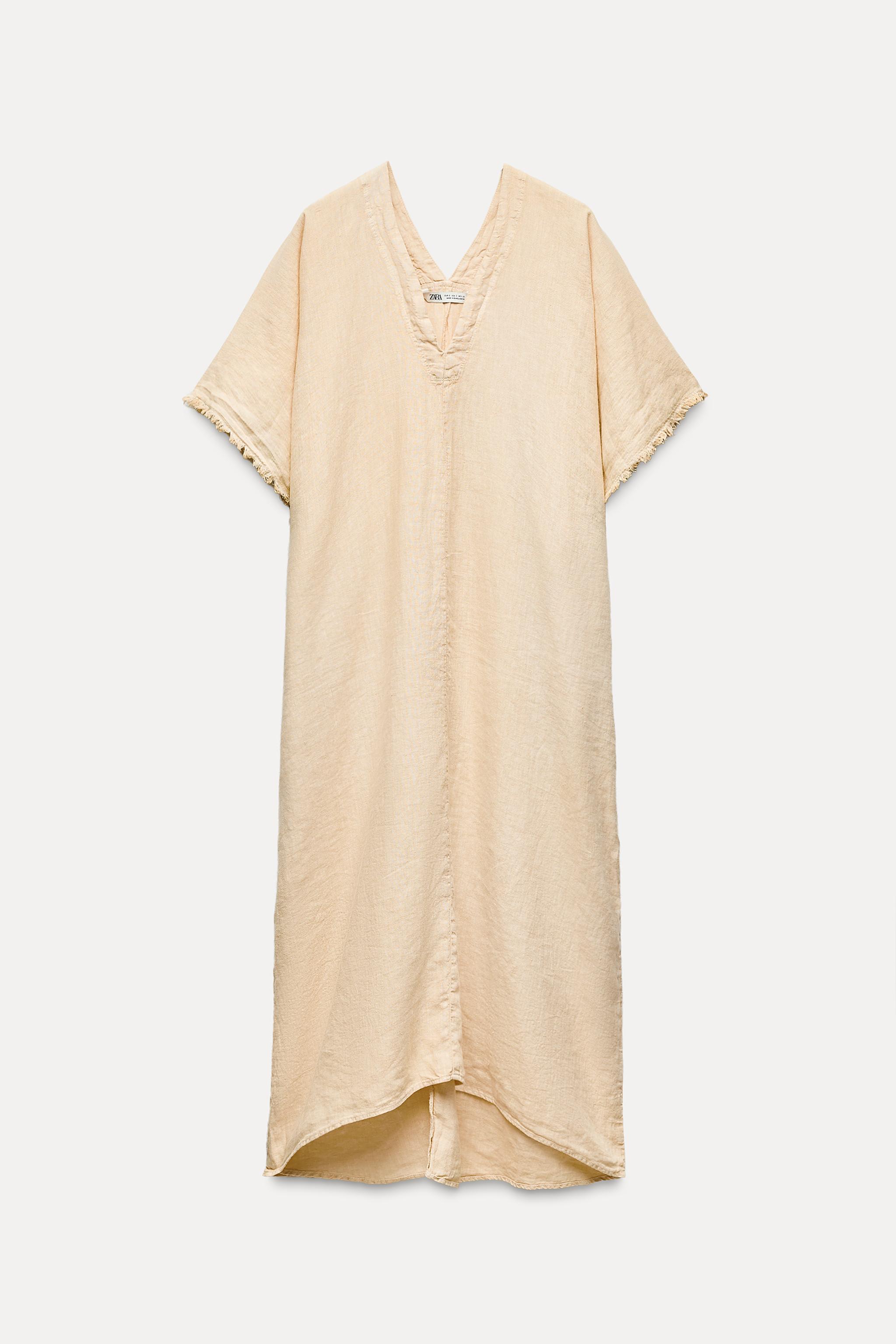 chinese dress ladies Zara Pink Tie Dye Linen Sleeveless Midi Dress main image 1
