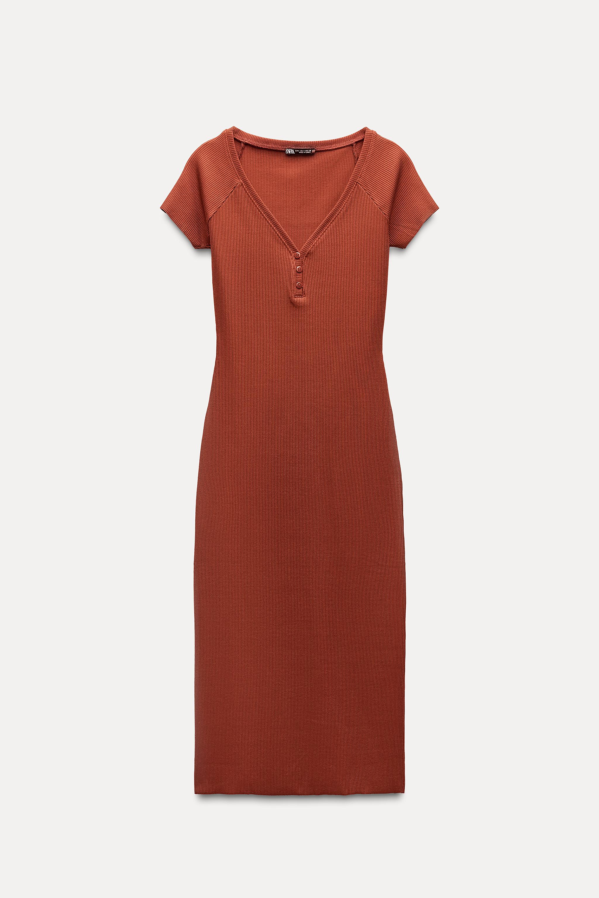 strapless open back dress ZARA. Buttoned ribbed midi dress. Size m – Hibuy market main image 1