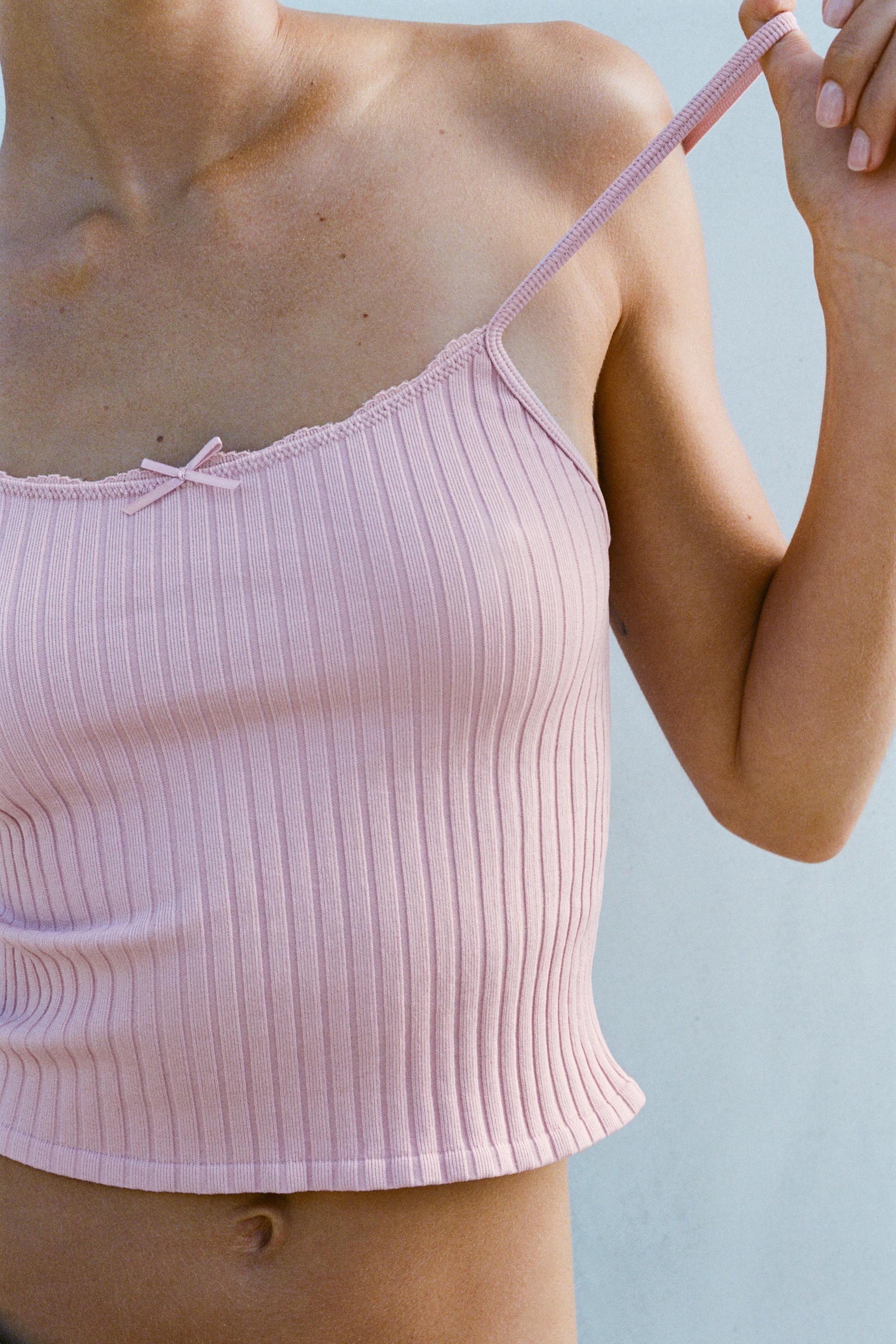 Zara SEAMLESS RIB BOW CROP TOP | Yorkdale Mall