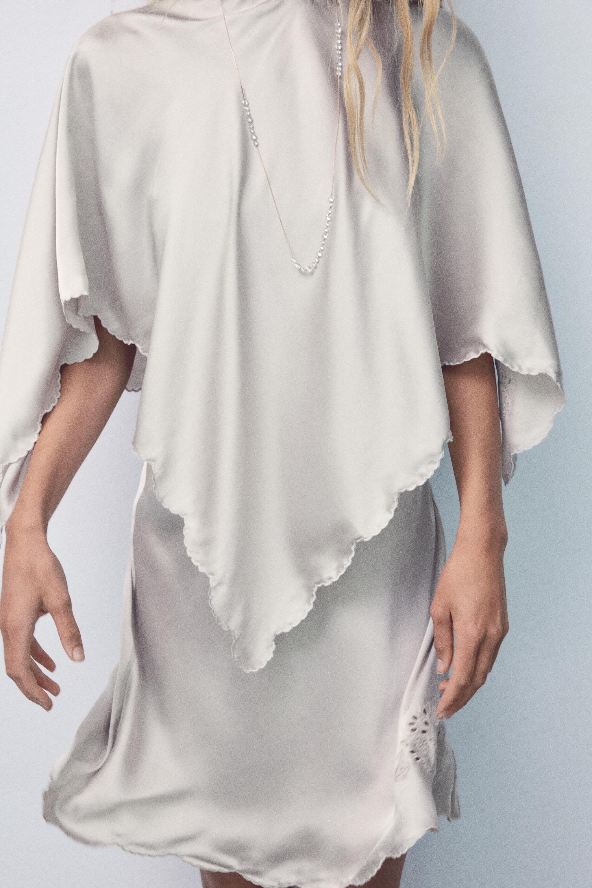 zara satin effect print cape dress ZARA WOMAN NWT SATIN EFFECT PRINT MIDI DRESS