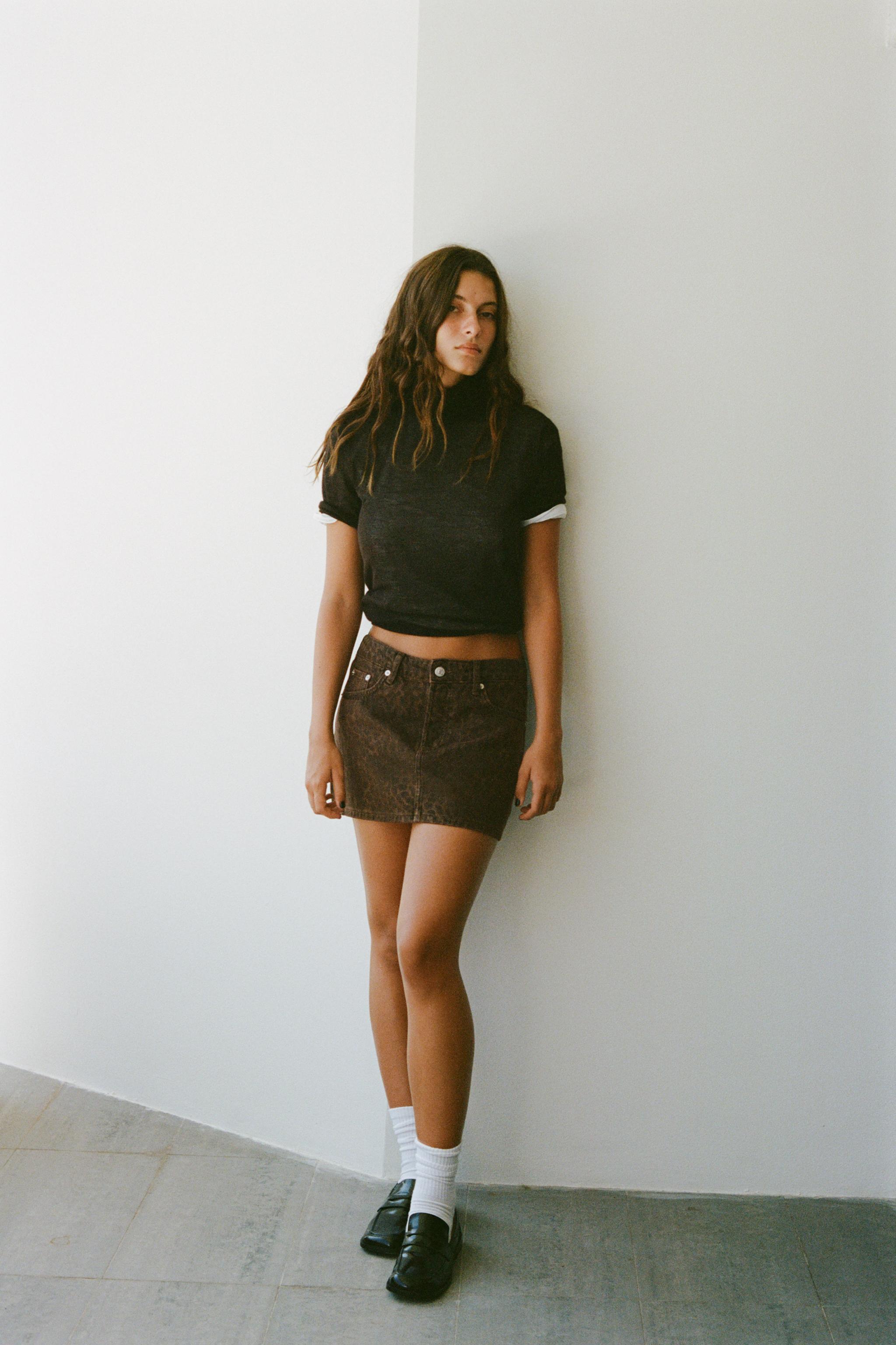 Animal print mini skirt zara cheap