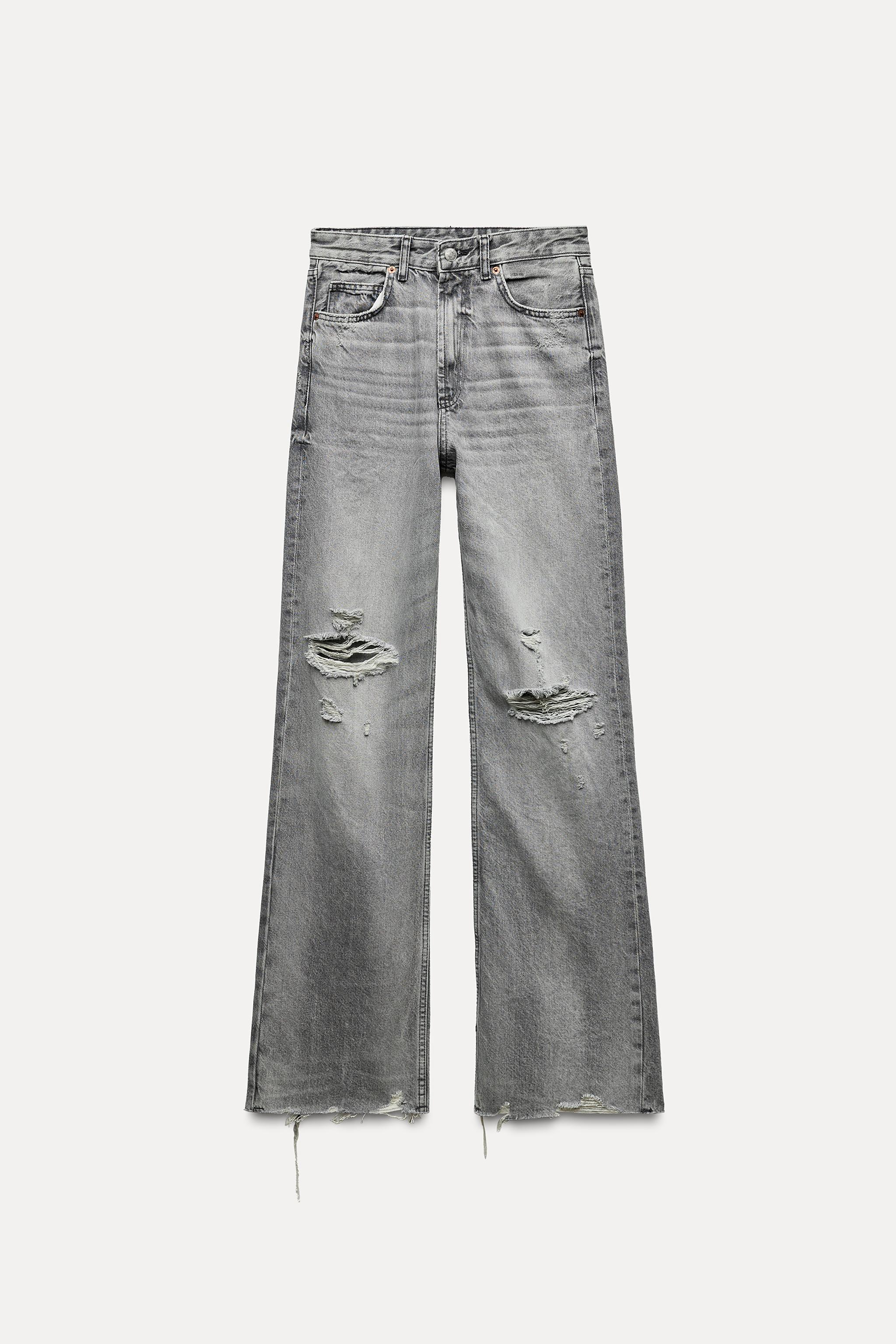 Zara TRF HIGH RISE WIDE LEG RIPPED JEANS | Square One Zara TRF HIGH RISE WIDE LEG RIPPED JEANS | Square One