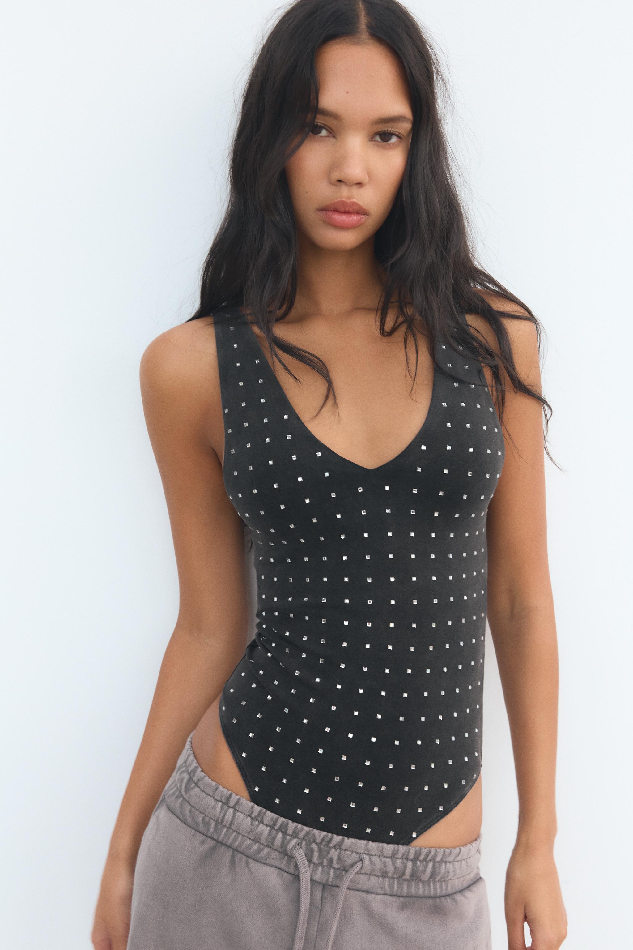 【高価値】 Zara WASHED EFFECT JEWEL BODYSUIT | Yorkdale Mall 小物