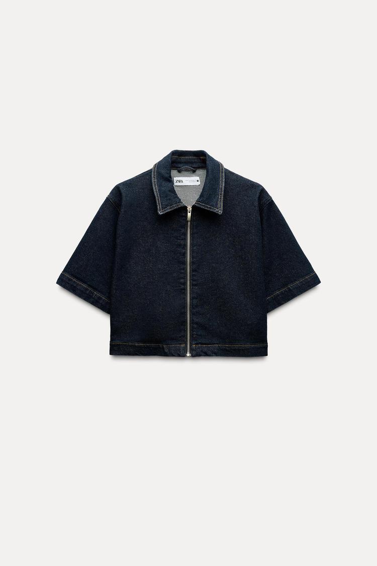 Z1975 CROPPED SHORT SLEEVE DENIM SHIRT
