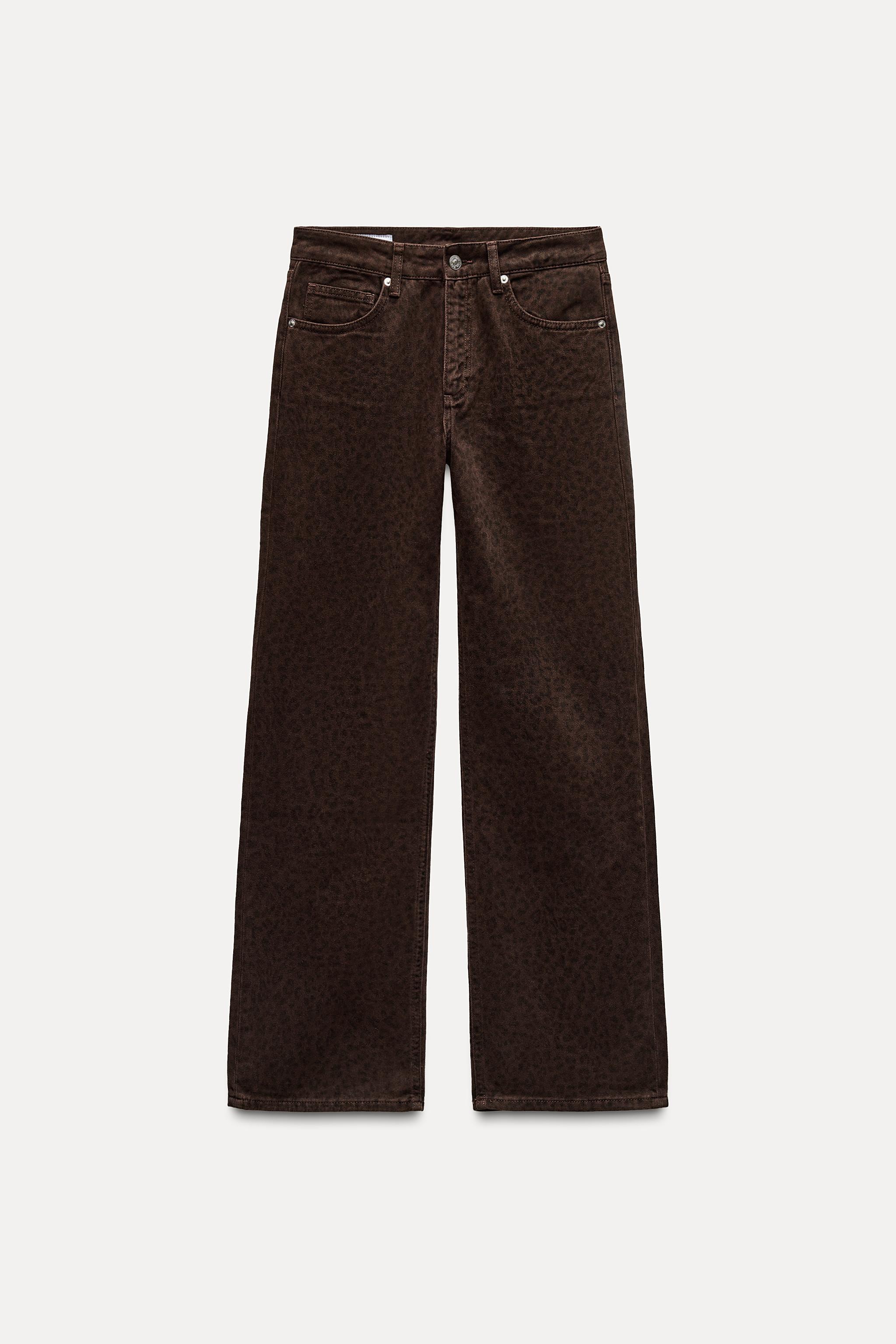 Zara SLOUCHY TRF ANIMAL PRINT JEANS WITH A MID WAIST