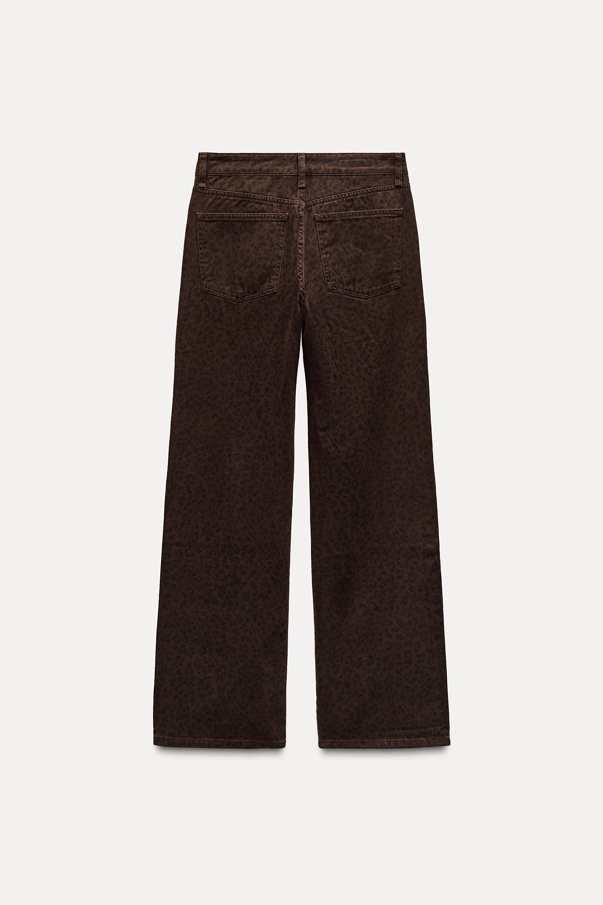 Zara SLOUCHY TRF ANIMAL PRINT JEANS WITH A MID WAIST
