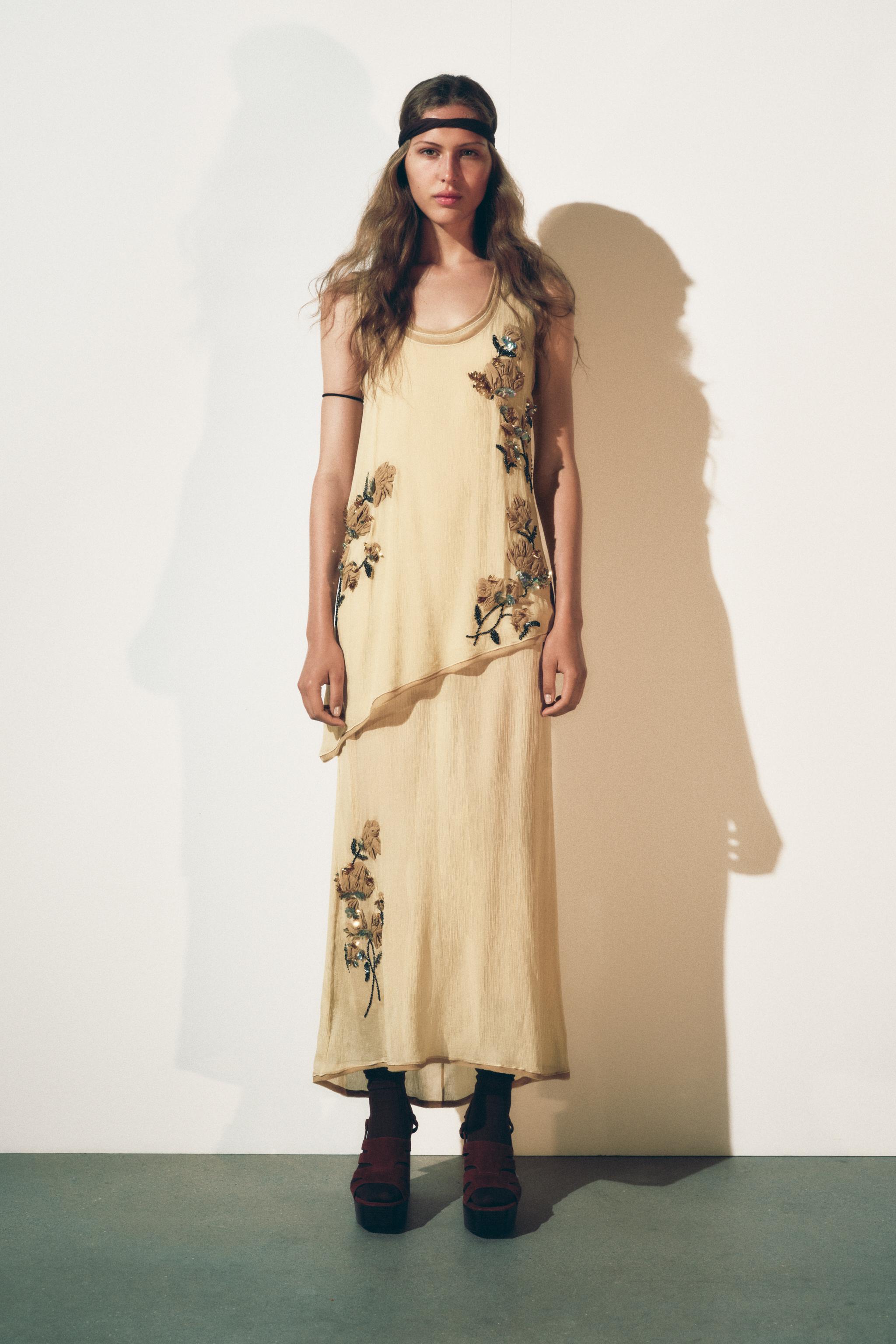 sachin and babi light blue dress Coconut Tree embroidered linen minidress in beige - Farm Rio