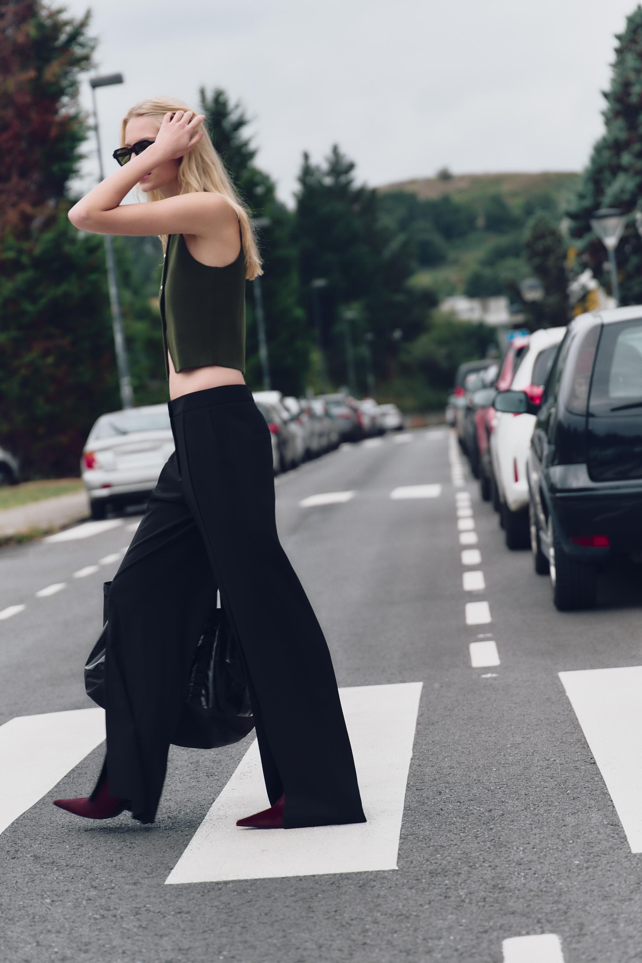 Zara black wide leg pants outlet