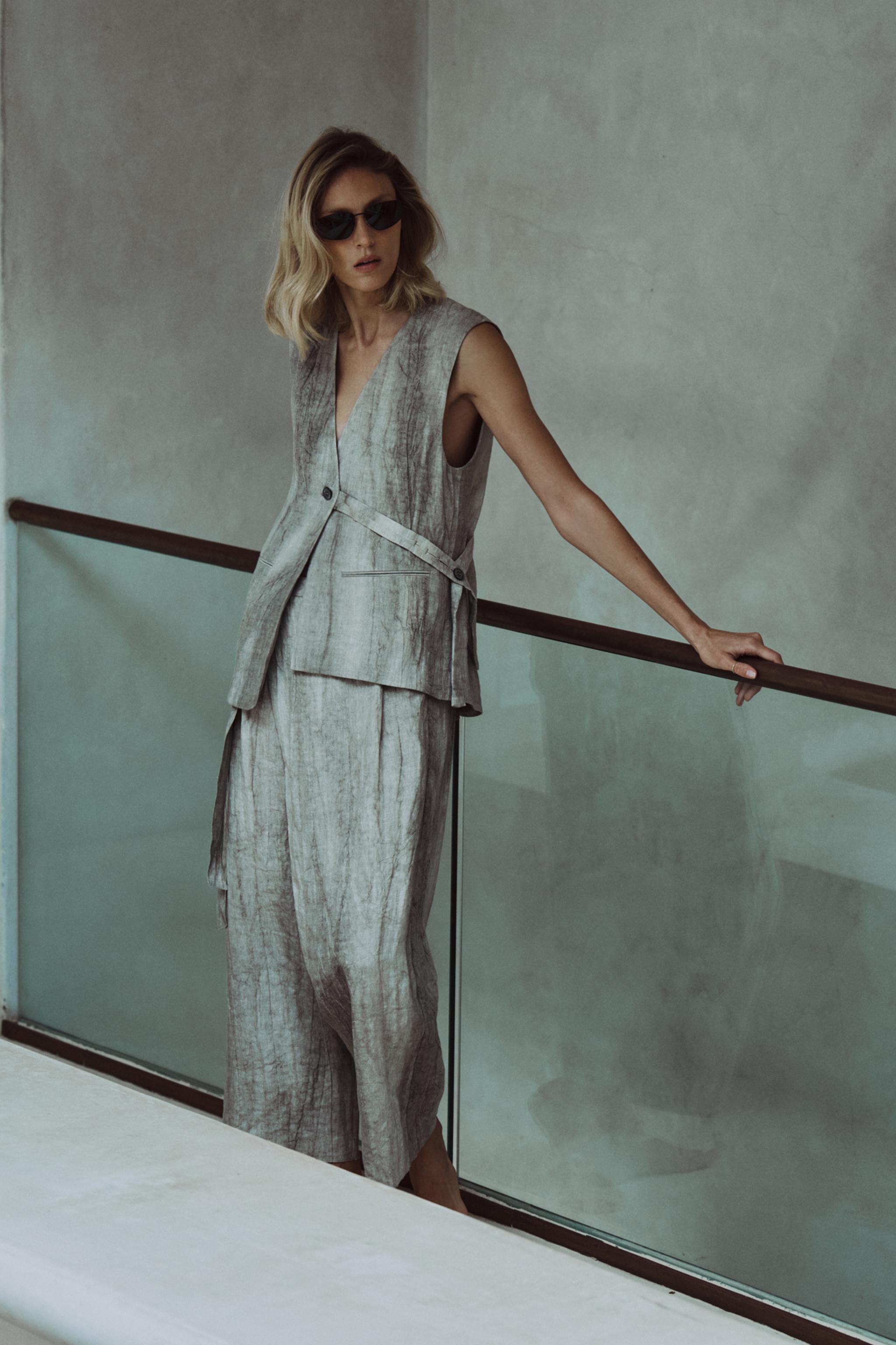 Zara ASYMMETRIC 100% LINEN VEST ZW COLLECTION | Square One Zara ASYMMETRIC 100% LINEN VEST ZW COLLECTION | Square One
