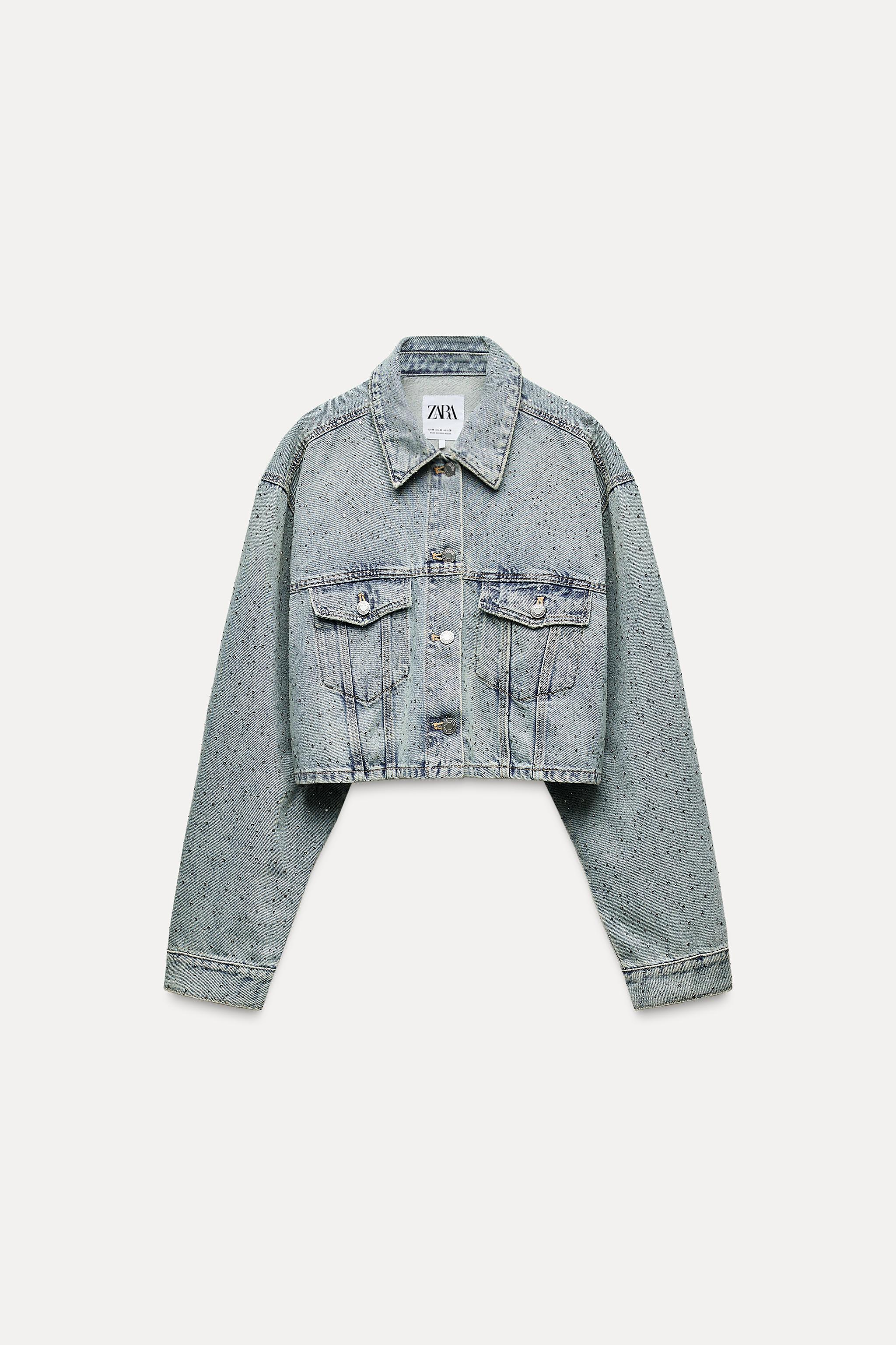 Zara TRF CROP DENIM JEWEL JACKET | Square One Zara TRF CROP DENIM JEWEL JACKET | Square One