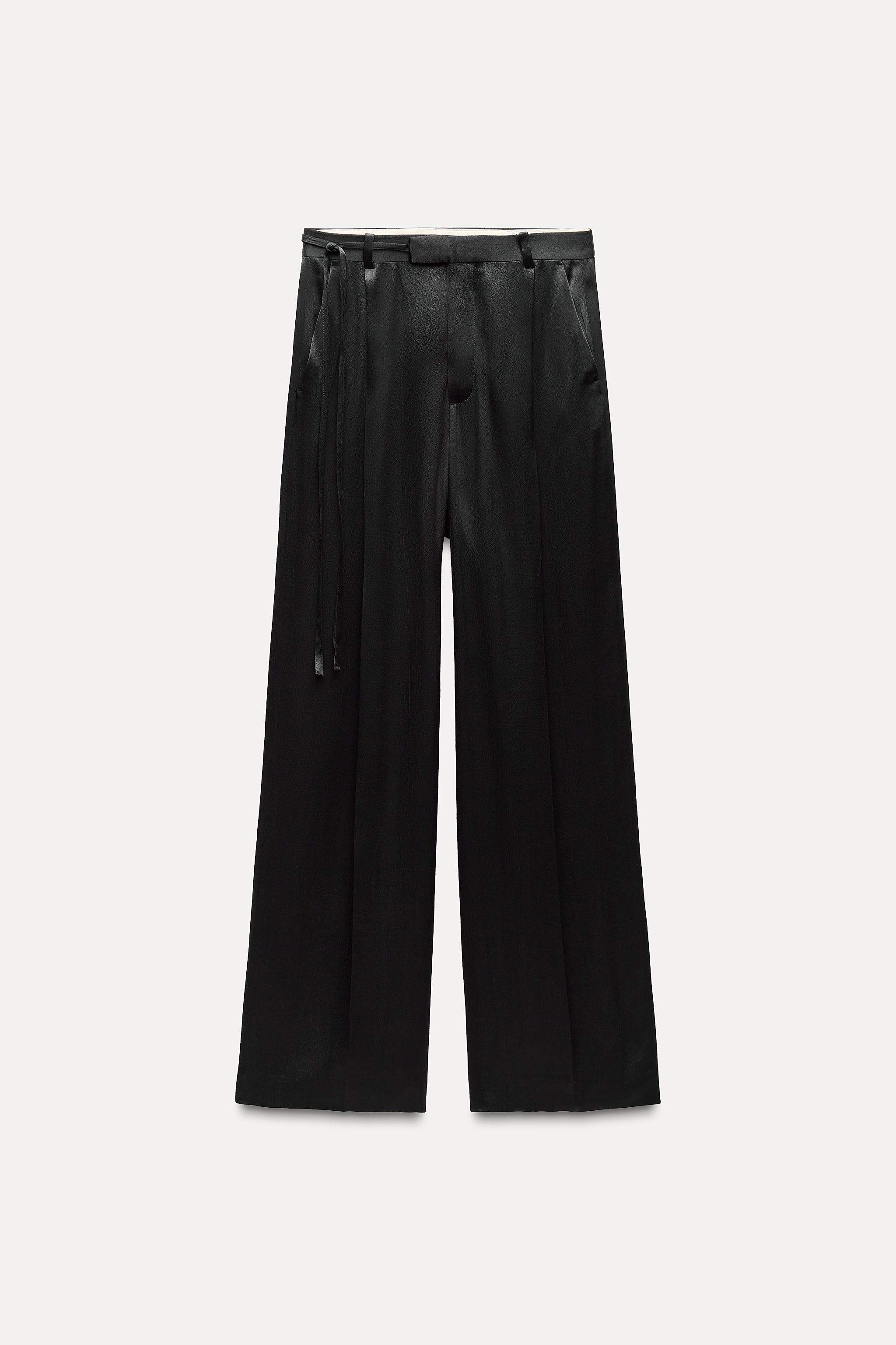 Compare EMBROIDERED SATIN EFFECT PANTS ZW COLLECTION | Mall of