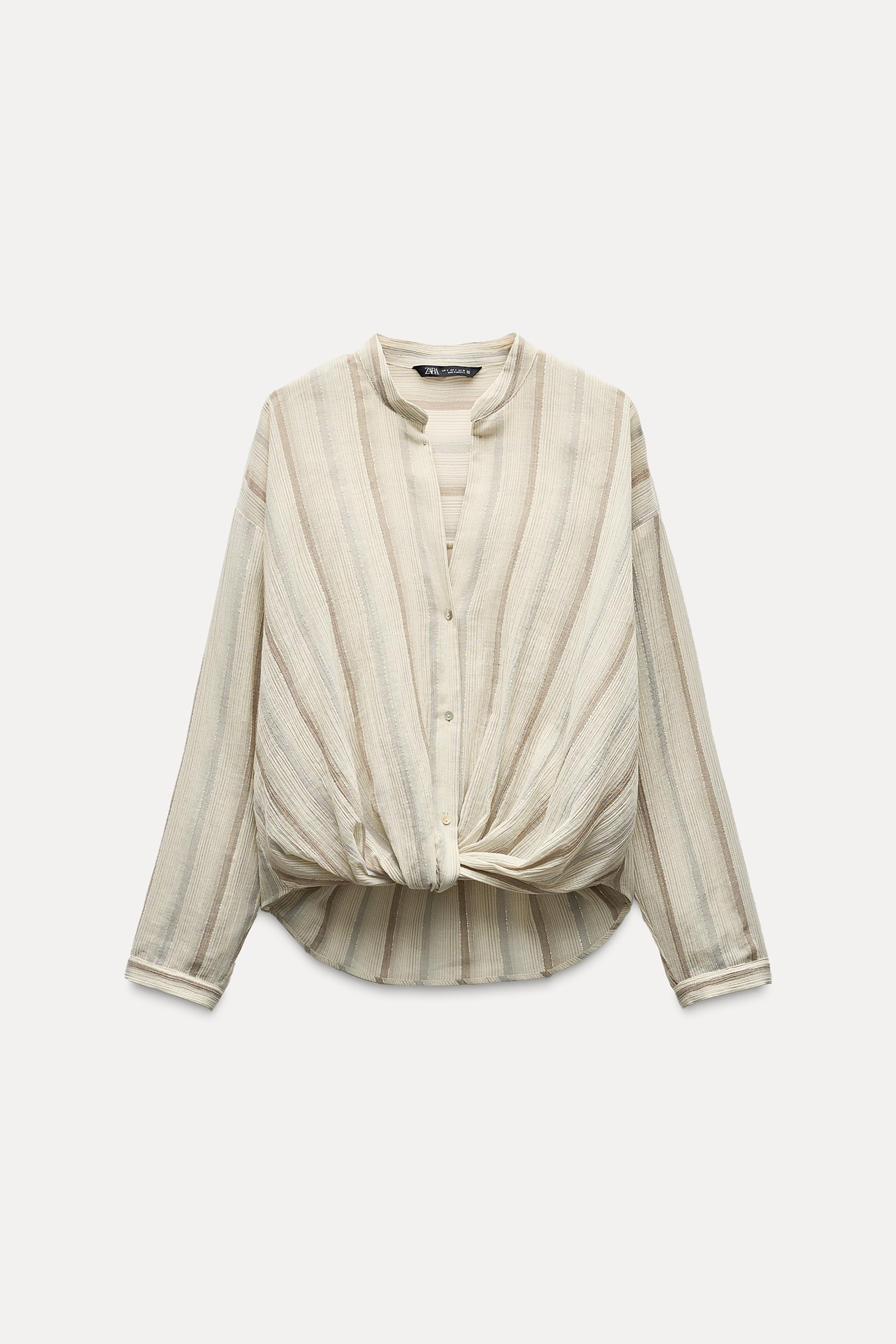 Zara STRIPED SHIRT WITH METALLIC THREAD | Square One