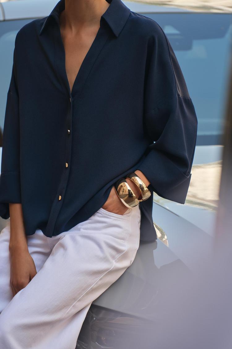 WIDE SLEEVE CREPE SHIRT