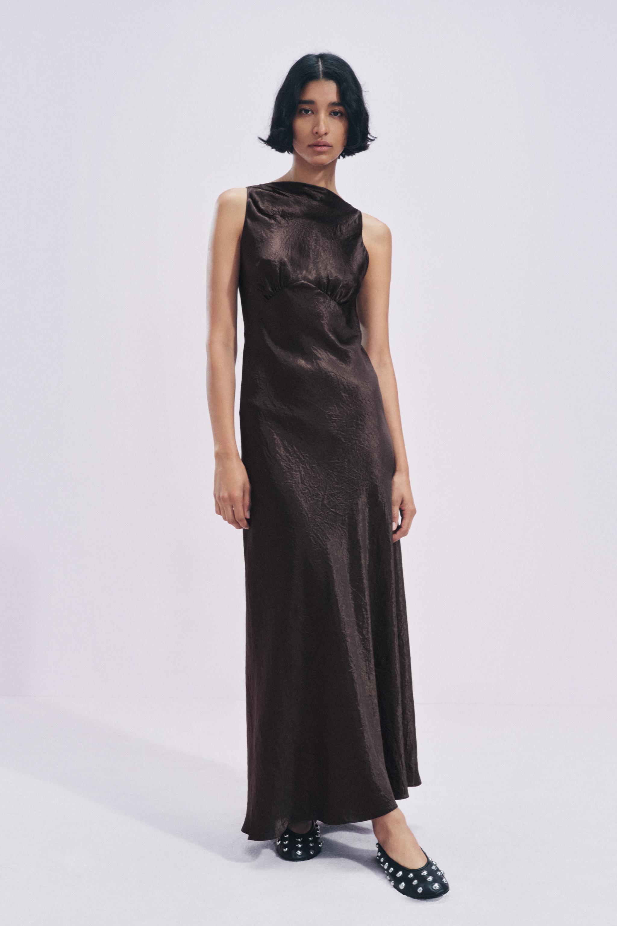 WRINKLED SATIN EFFECT DRESS ZW COLLECTION
