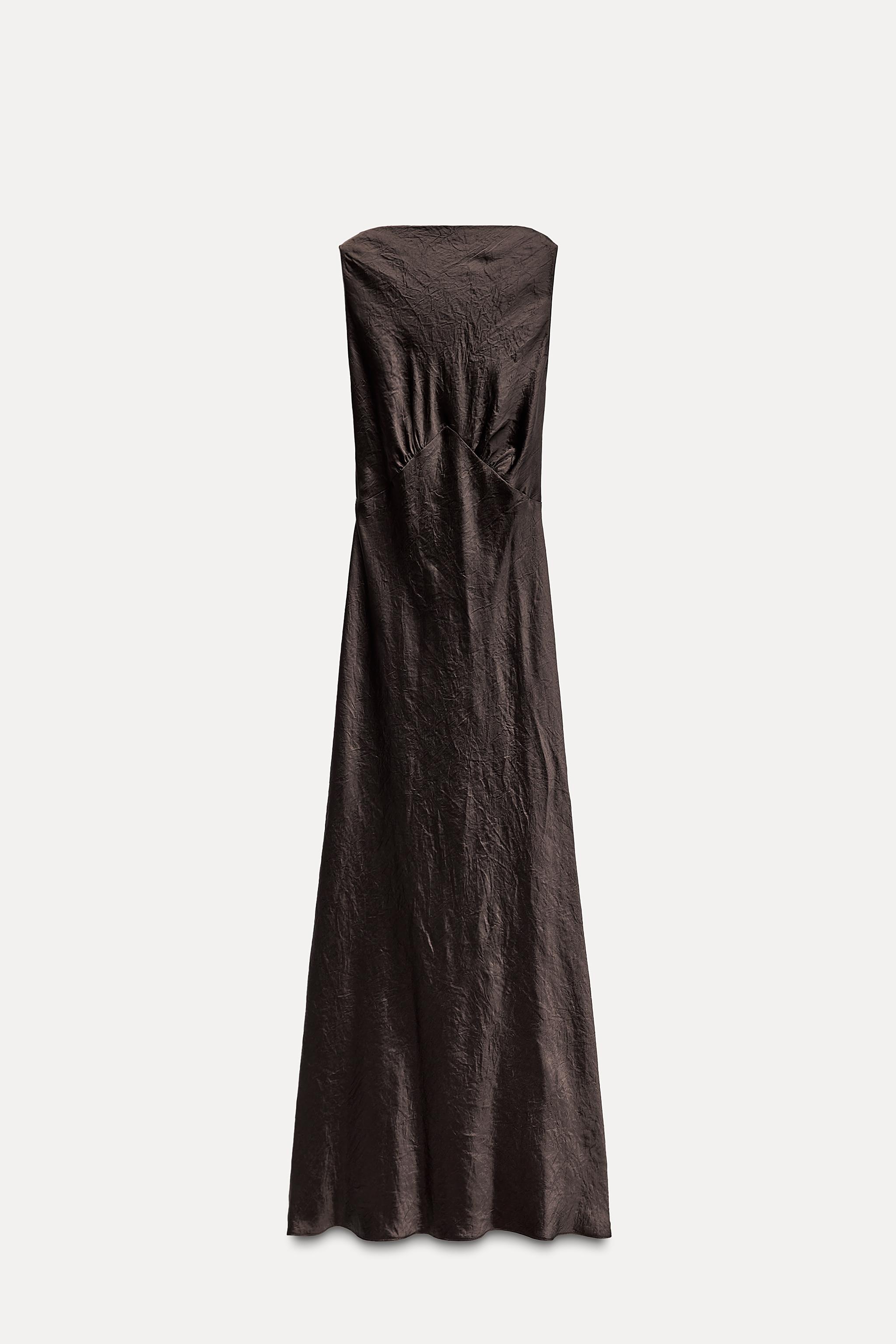 wrinkled satin effect dress zw collection Zara ZW COLLECTION LIMITED EDITION CRINKLED SATIN EFFECT DRESS