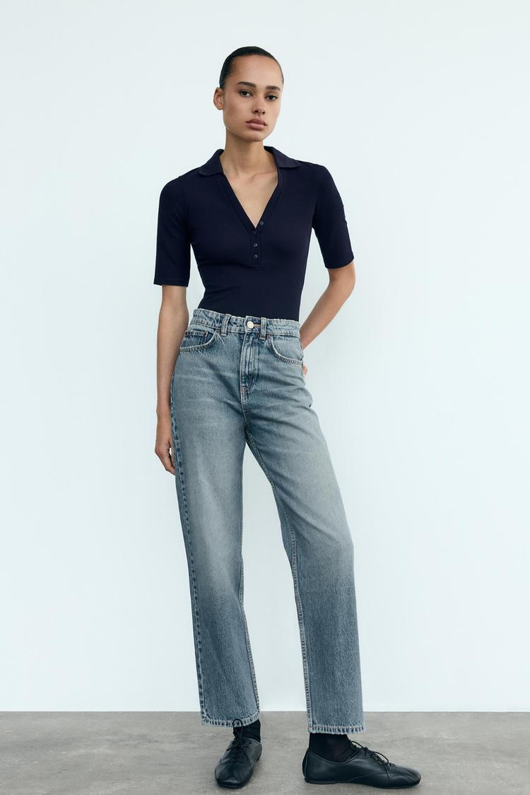 HIGH-WAISTED TRF MOM FIT JEANS