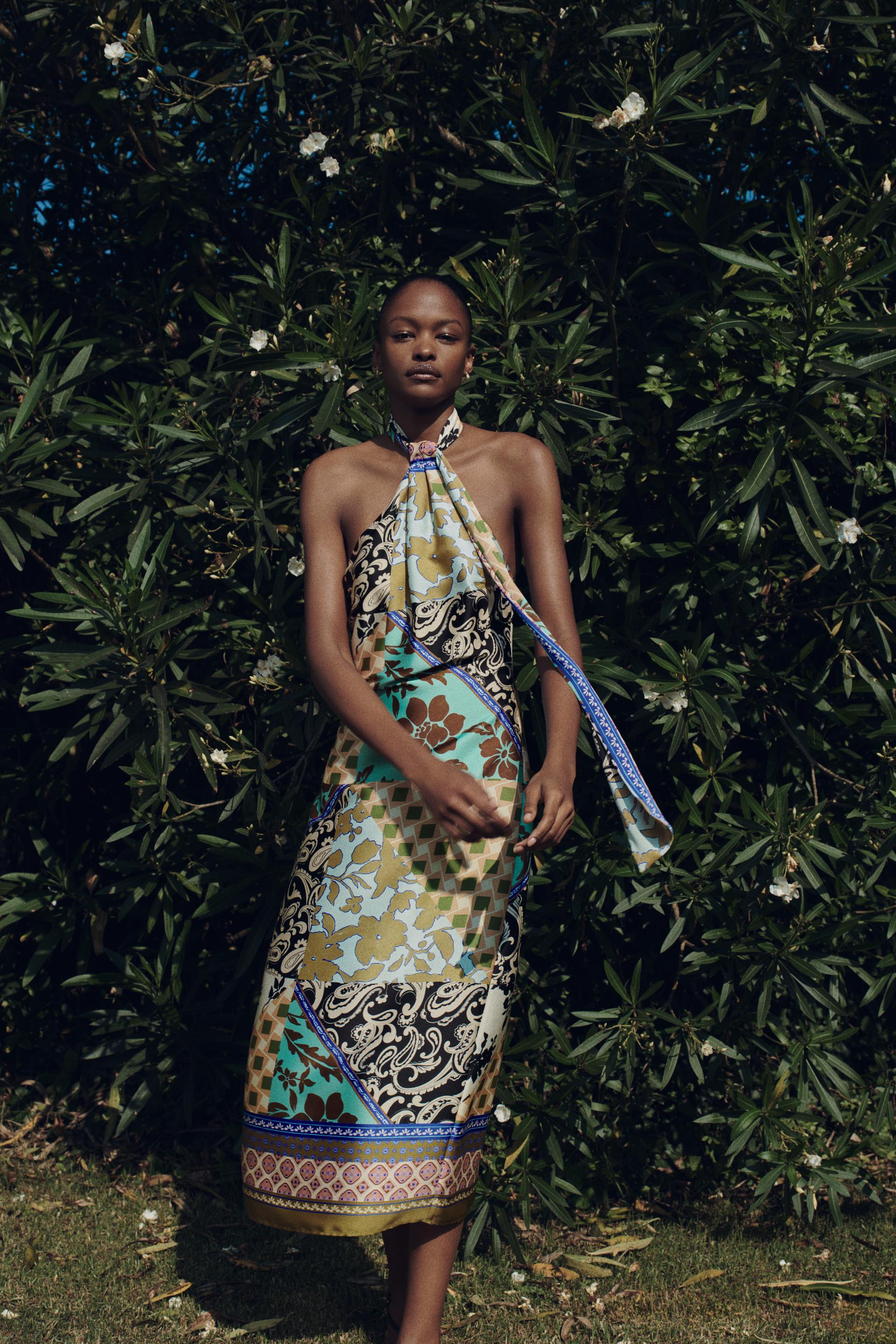 tie dye print satin effect dress Tie-dye satin dress Florencia