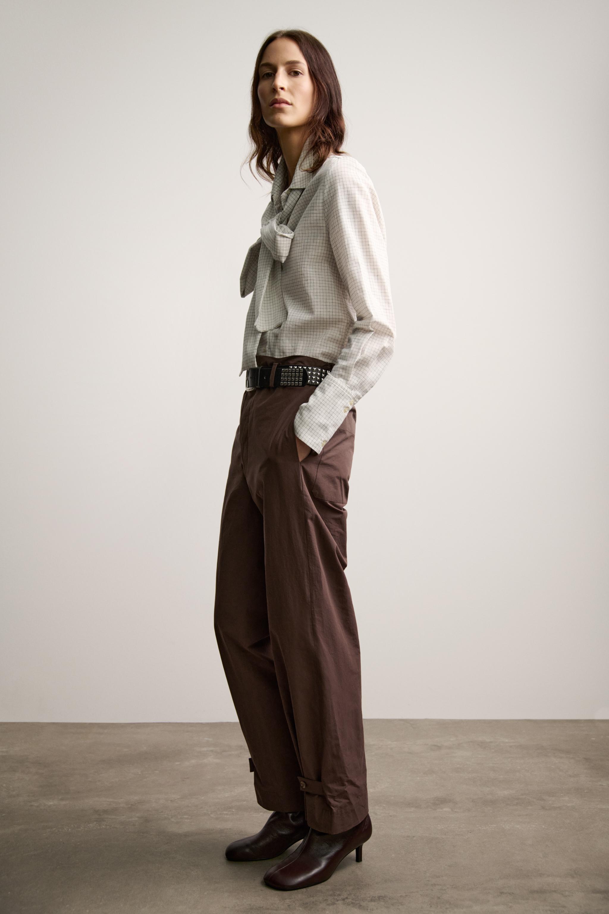 PLAID TIED BLOUSE ZW COLLECTION