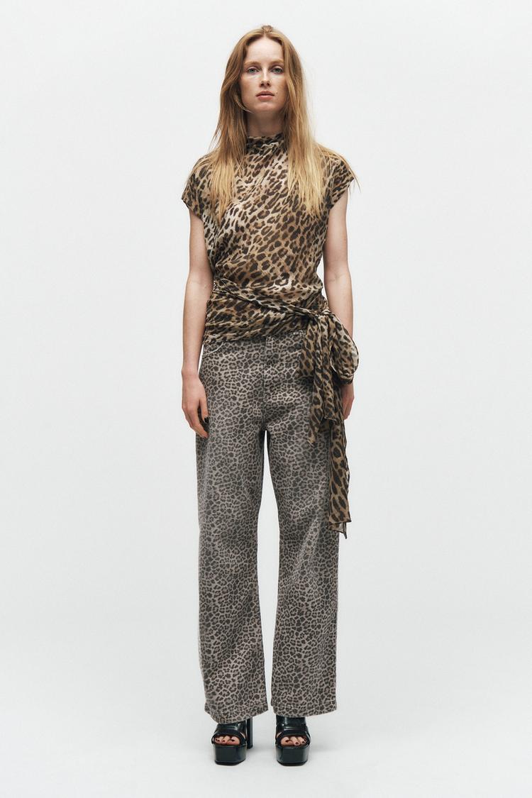 ZW COLLECTION BALLOON-FIT ANIMAL PRINT JEANS