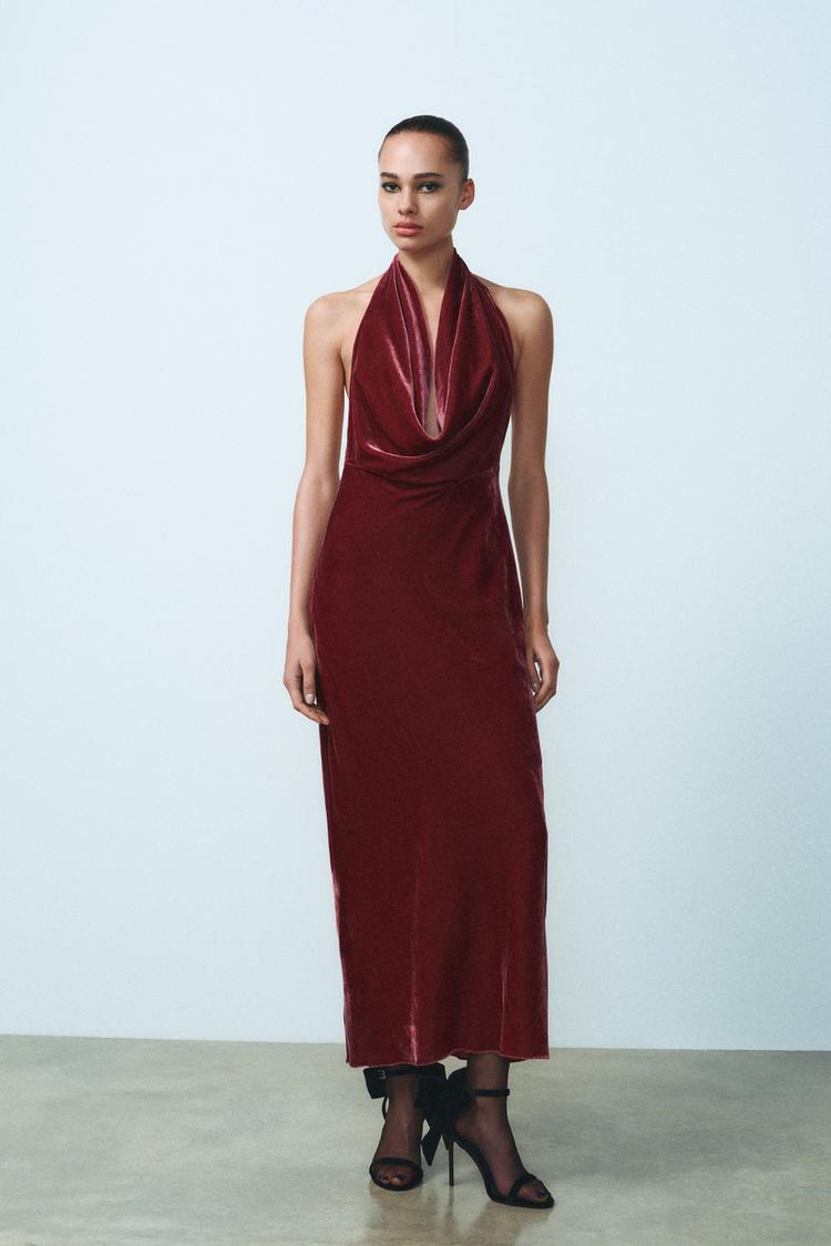 OPEN-BACK VELVET DRESS