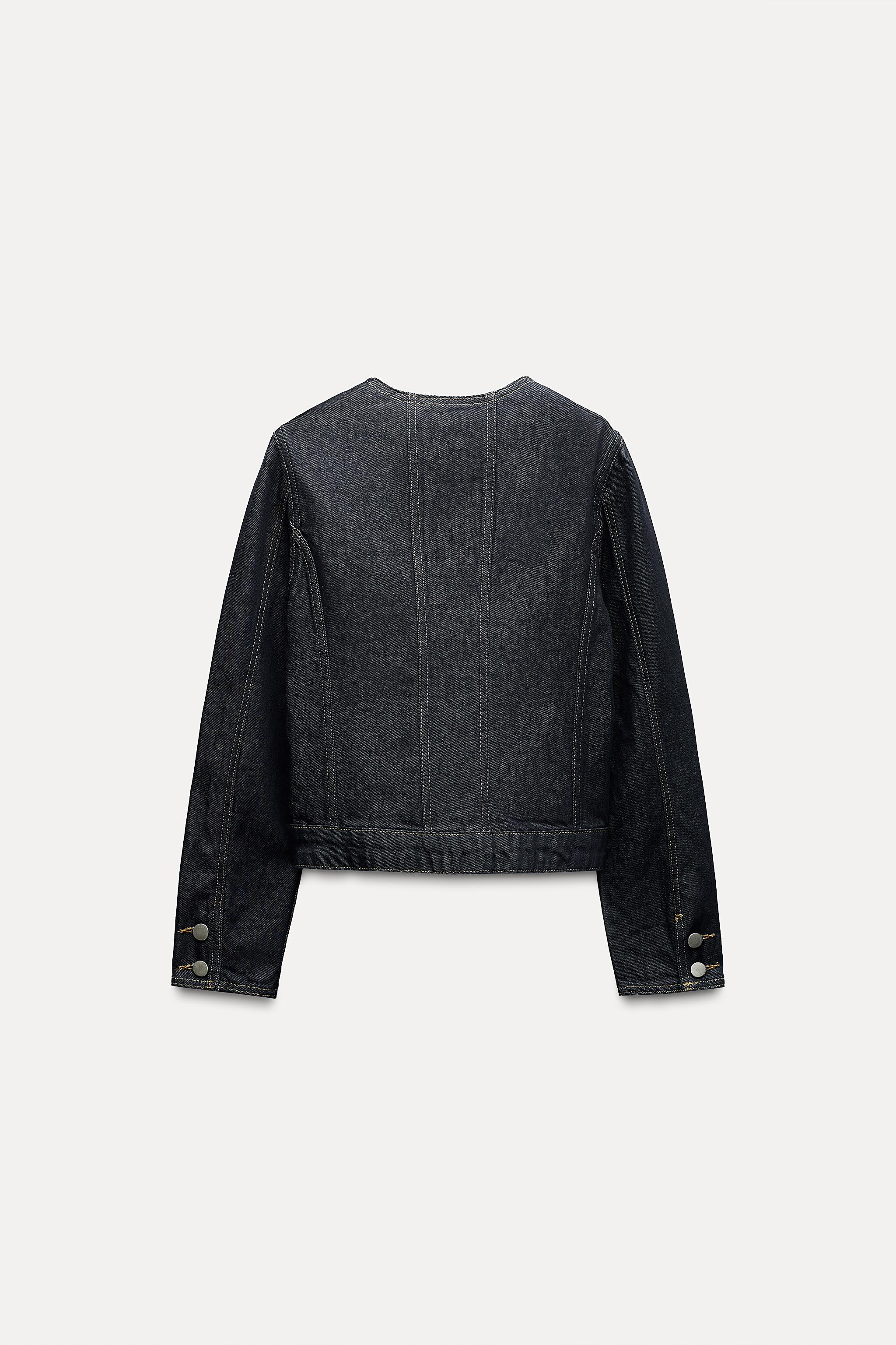 Zara cropped denim jacket black 2025