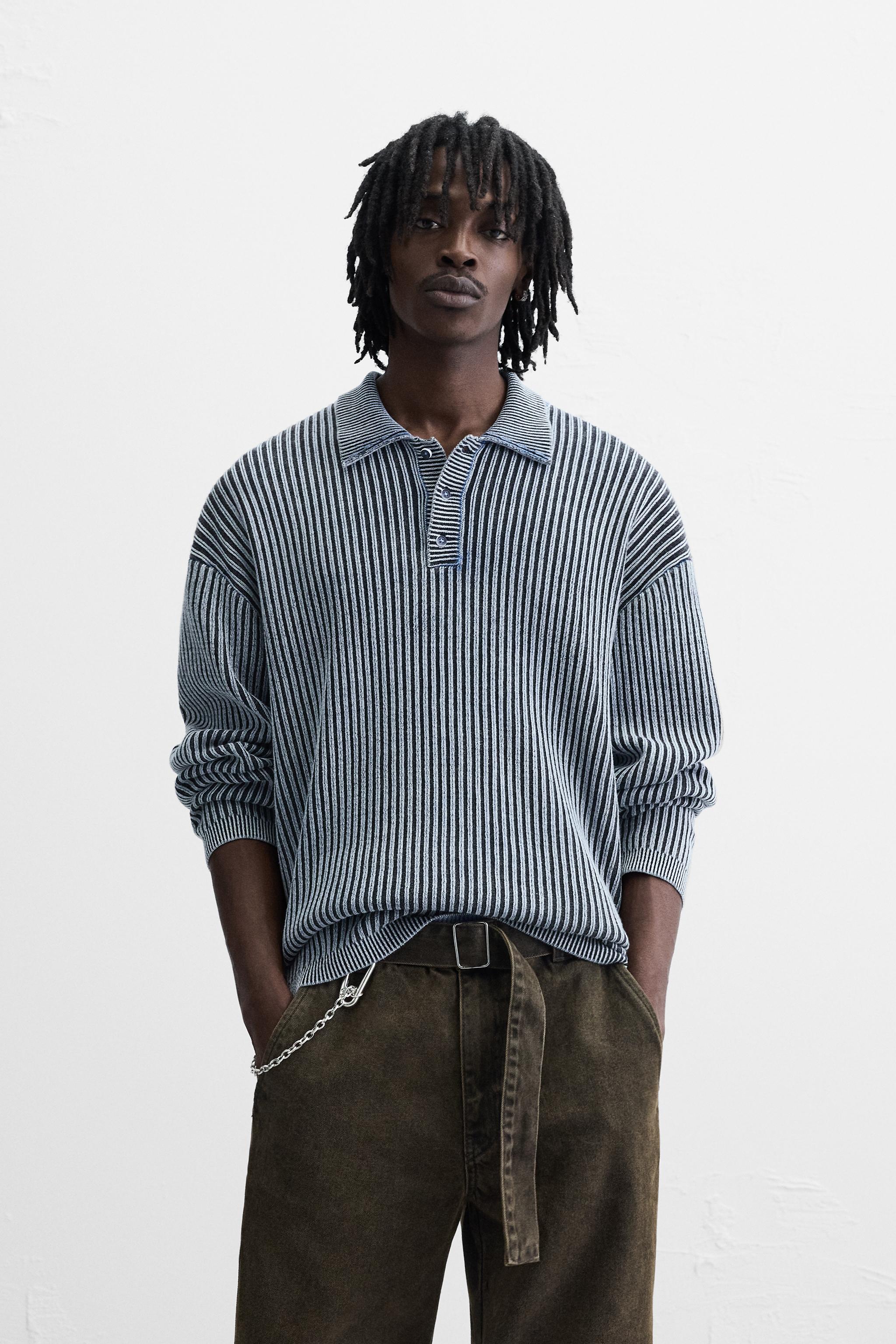 ★ZARA★ STRIPED WASHED KNIT POLO SHIRT Zara WASHED KNIT POLO SHIRT | Yorkdale Mall