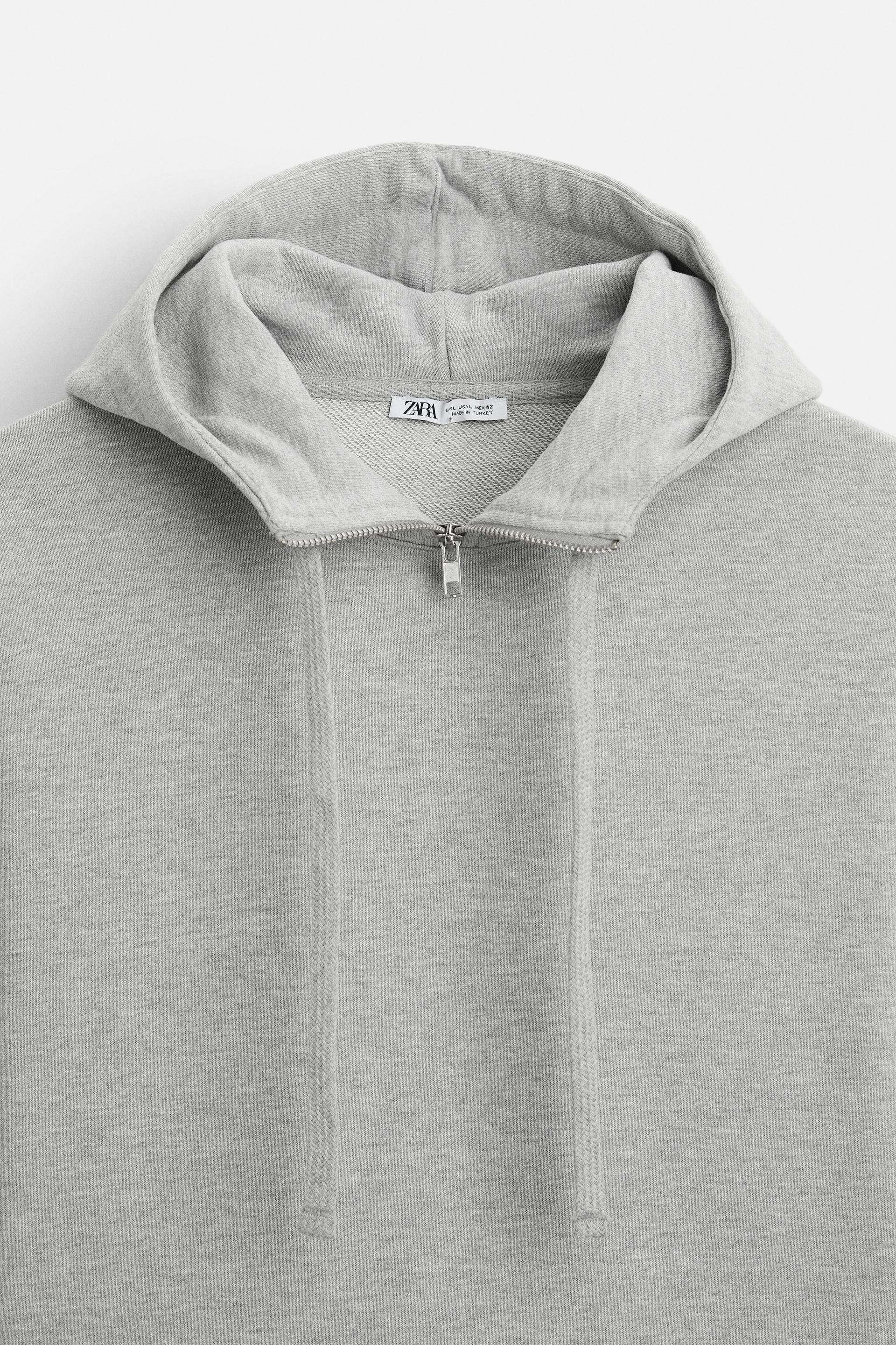 Zara Grey Zip Hoodie ZARA MAN Grey Marled Textured Zip Up Hoodie