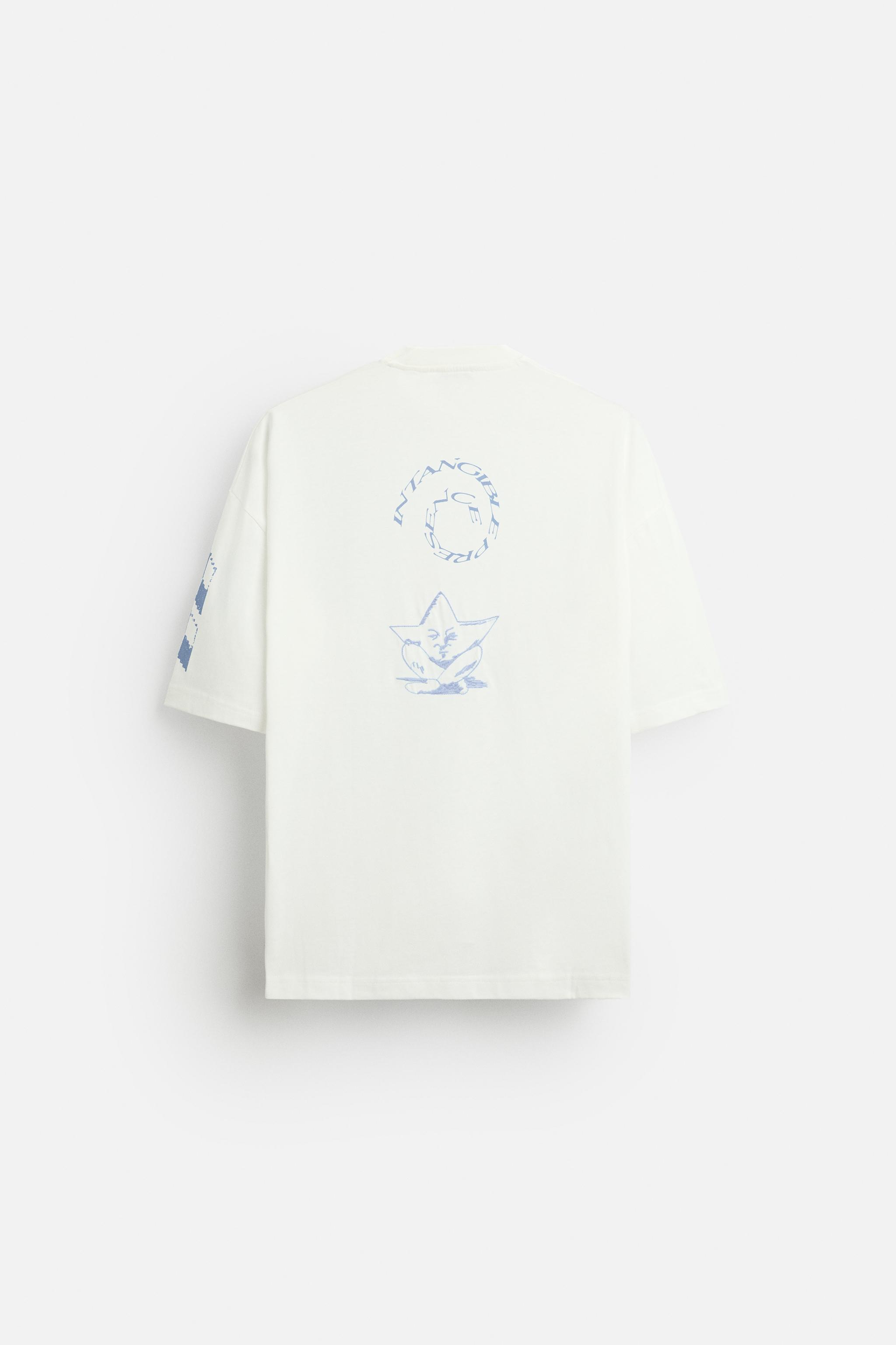 Zara T-SHIRT WITH TONAL EMBROIDERY | Square One