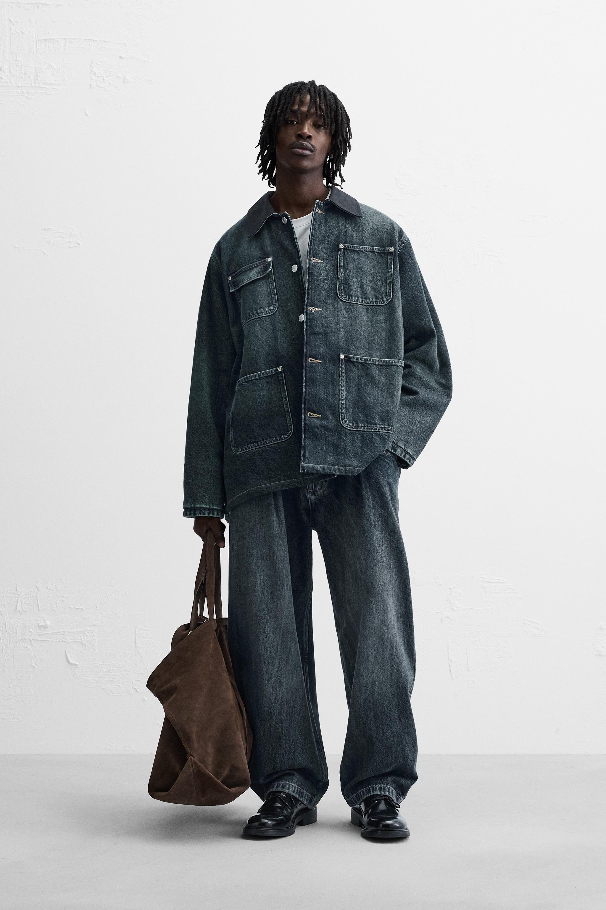 Zara DENIM JACKET WITH CONTRASTING COLLAR | Yorkdale Mall