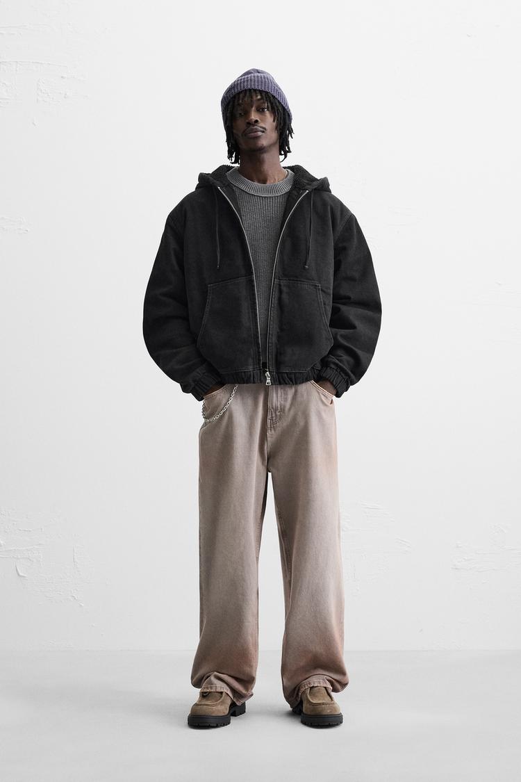 페이크 시어링 데님 점퍼