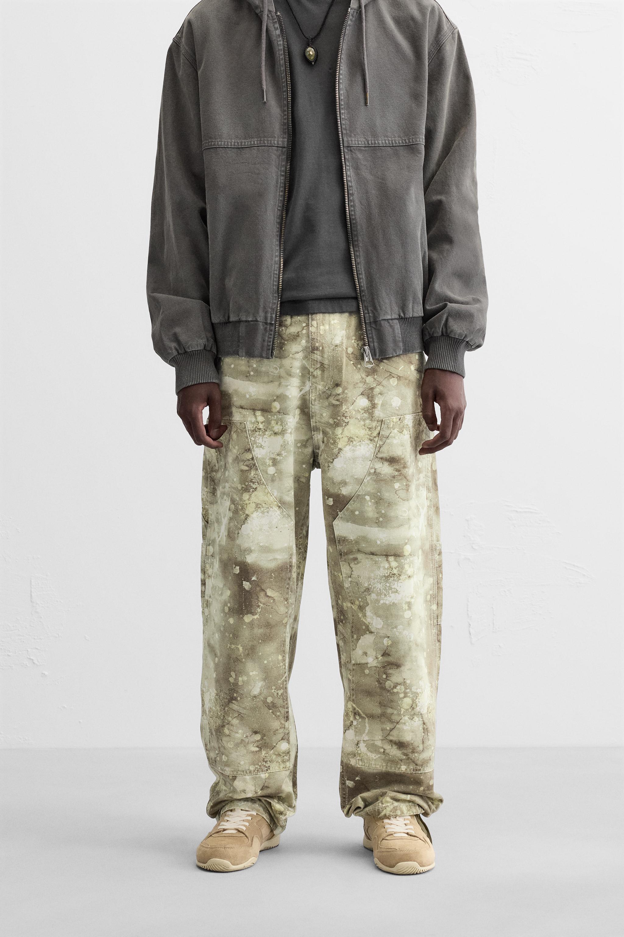 ZARA CARPENTER PANT  パンツ PRINTED CARPENTER PANTS - Beige | ZARA United States