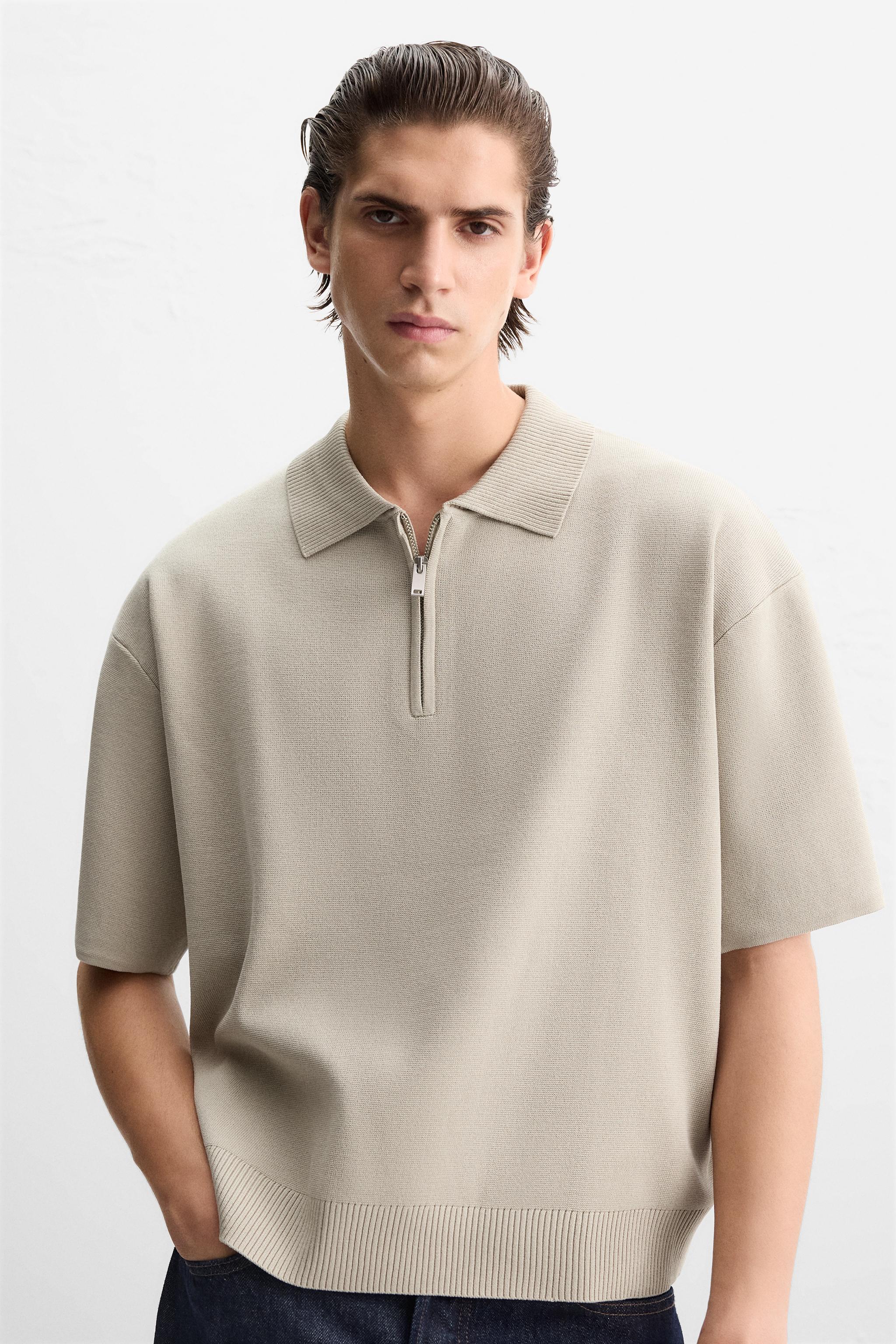 ★ZARA★ KNIT QUARTER-ZIP POLO SHIRT Zara QUARTER ZIP KNIT POLO | Square One