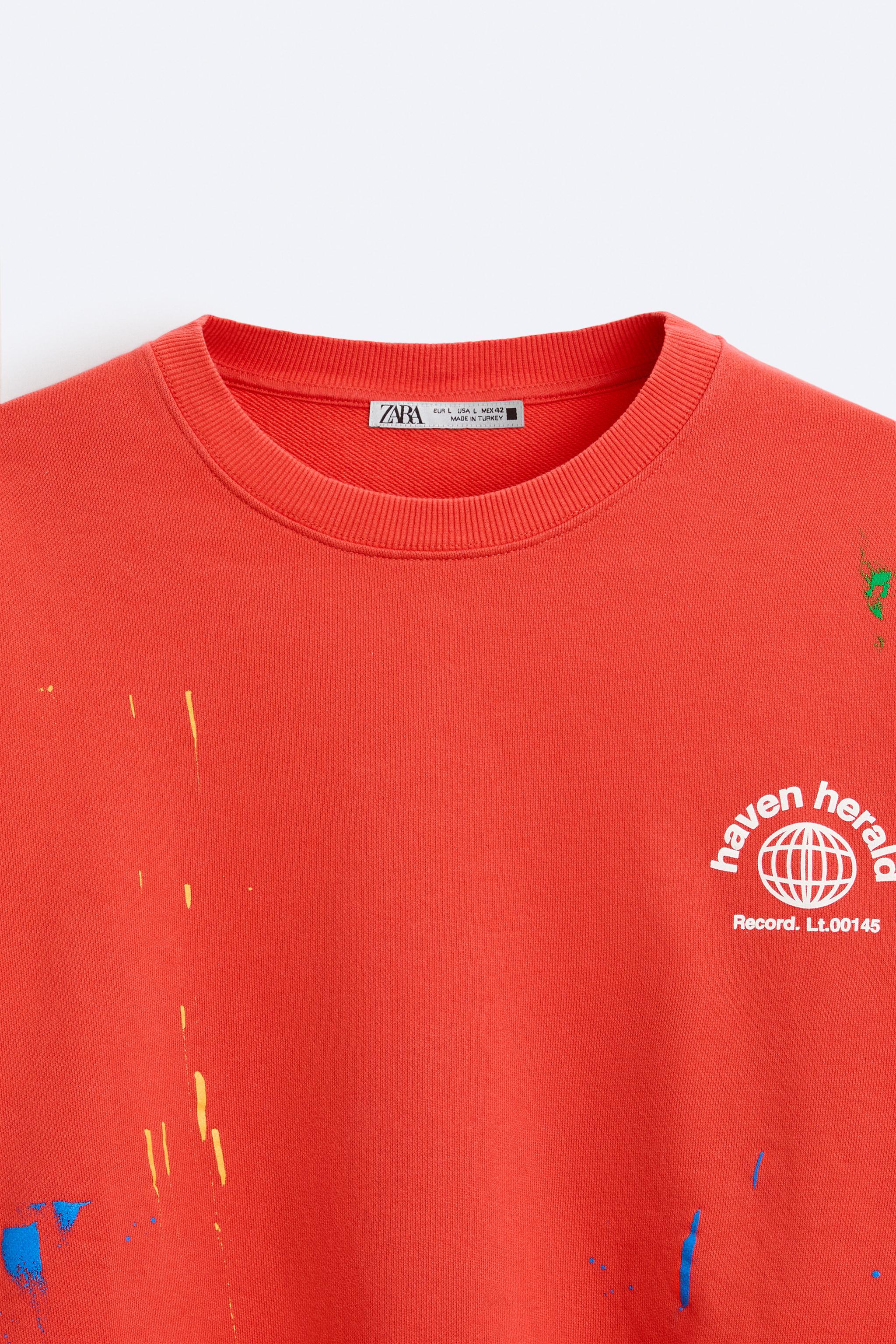 Zara SPLATTER EFFECT TEXT SWEATSHIRT | Square One
