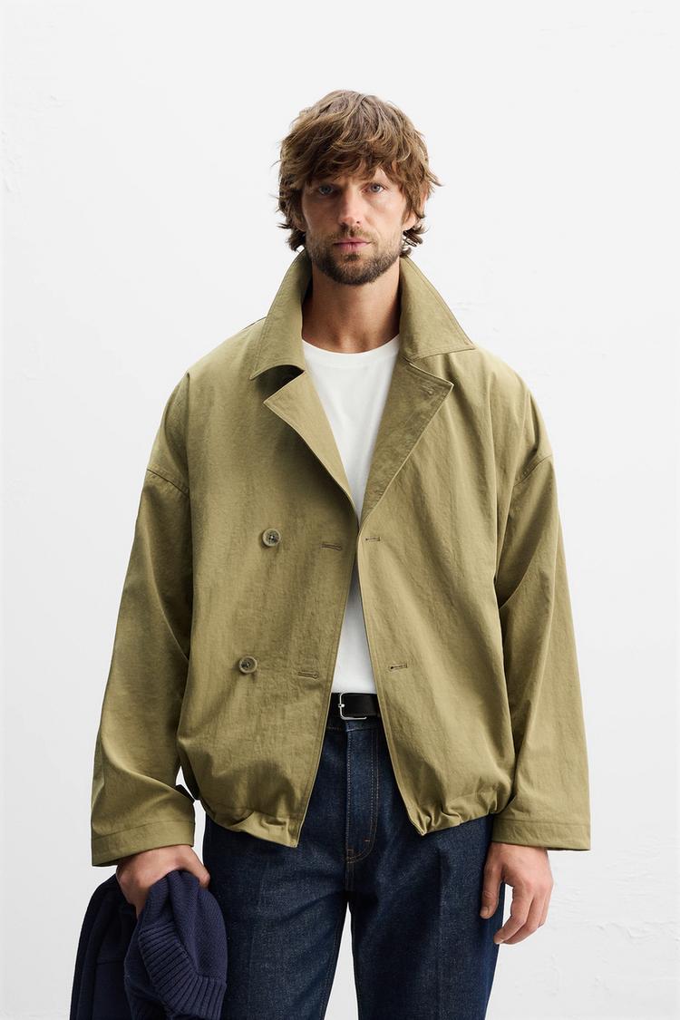 SHORT TECHNICAL FABRIC TRENCH COAT