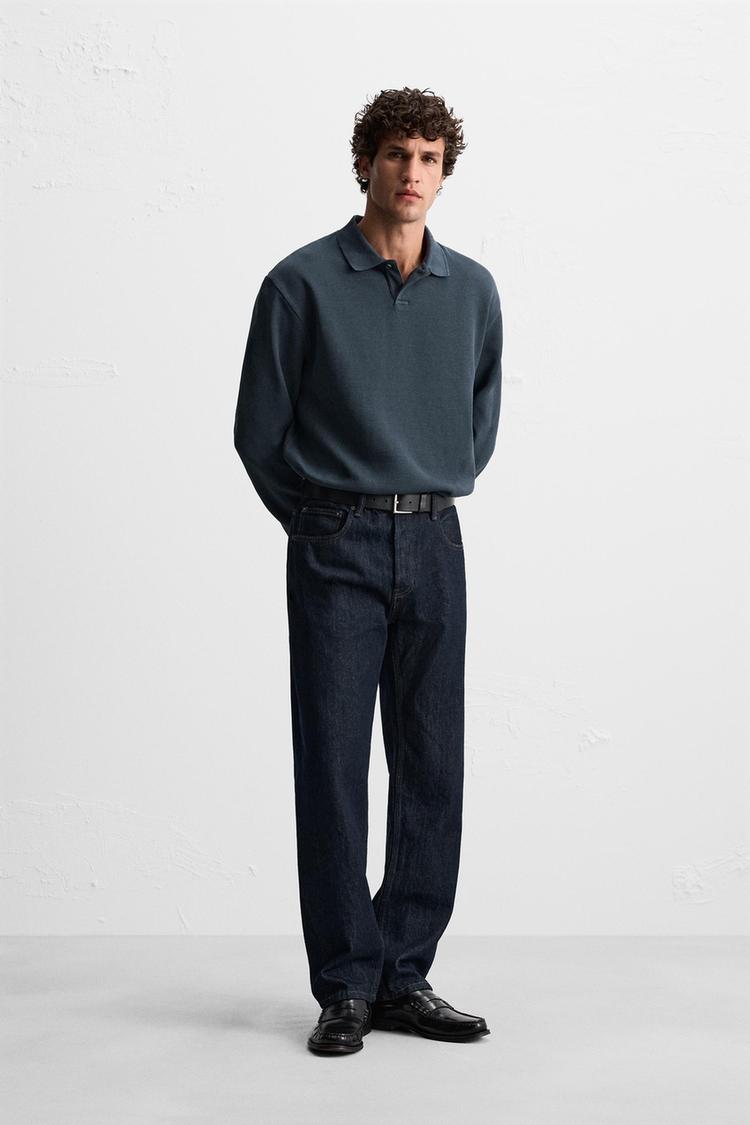 RIBBED TEXTURED POLO SHIRT