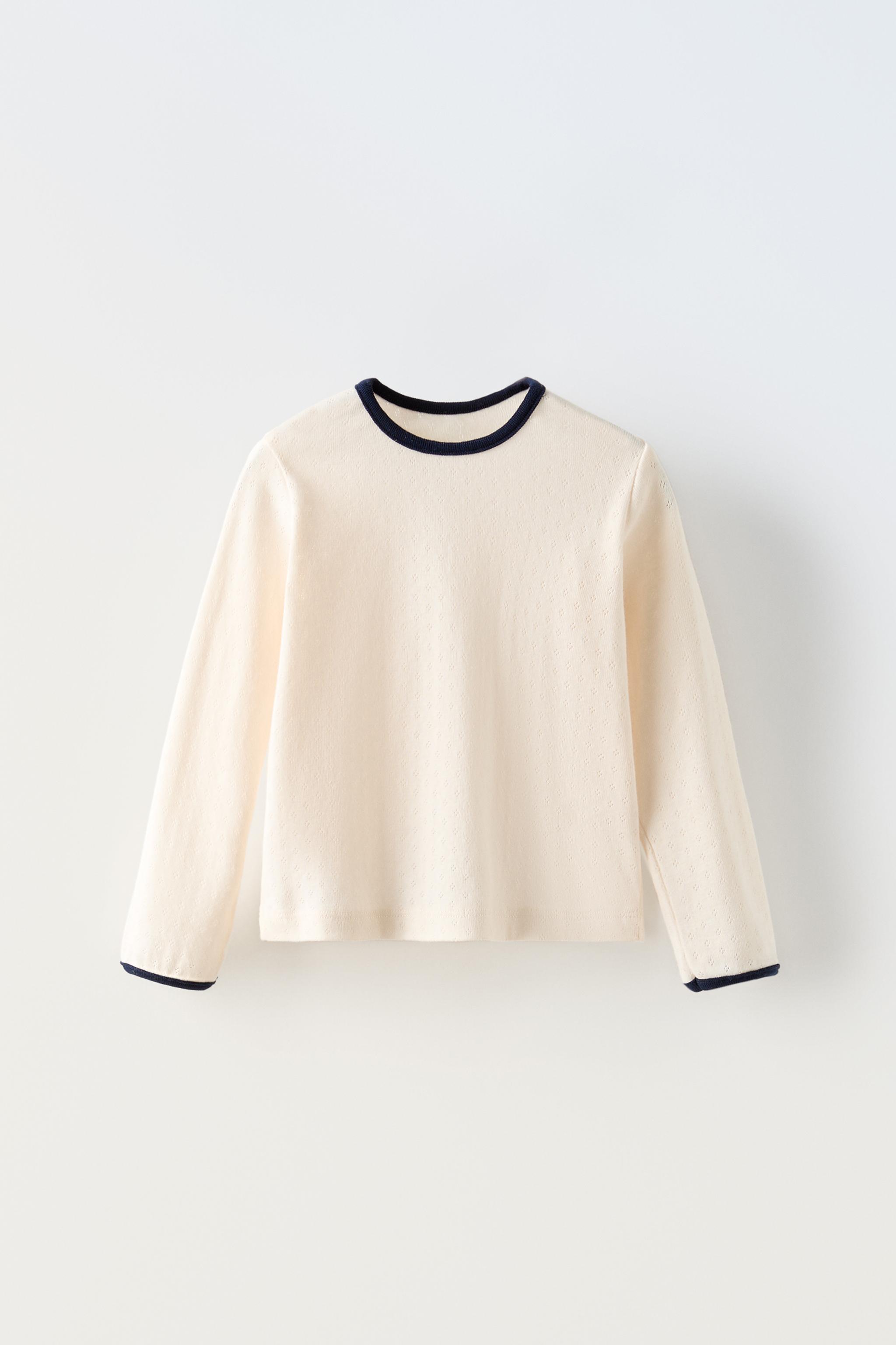 CONTRASTING DROP STITCH T-SHIRT