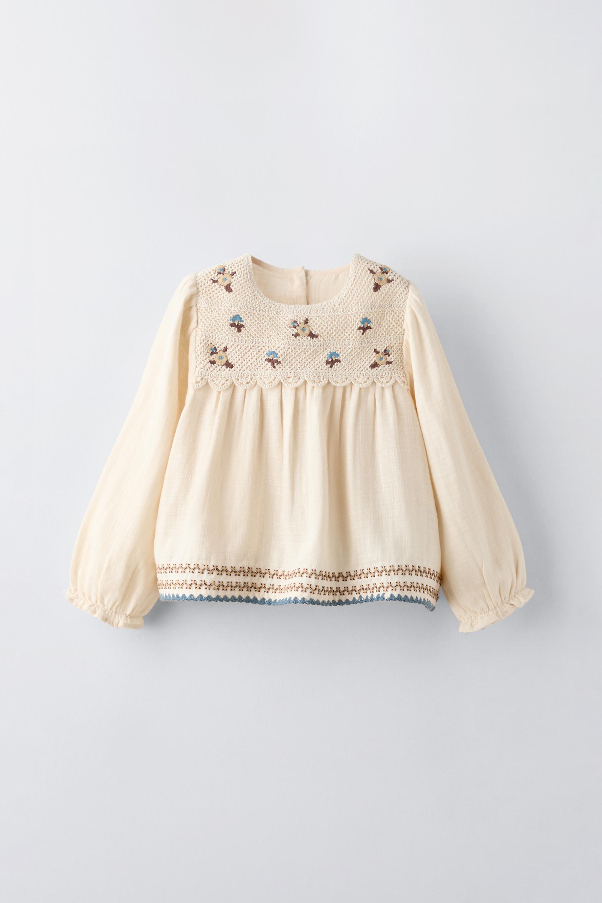 Zara EMBROIDERED EYELET BLOUSE | Square One