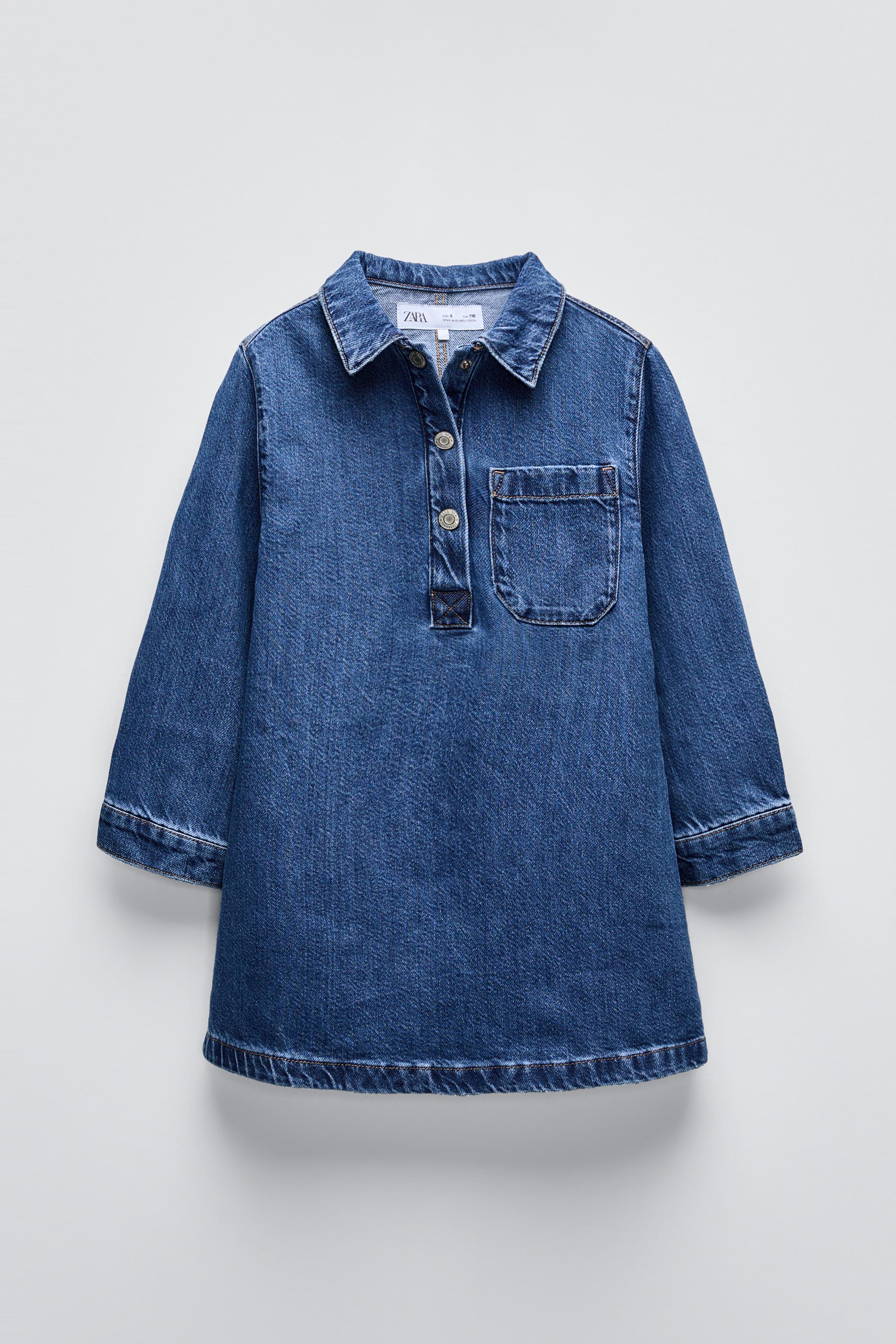 trf asymmetric denim dress Asymmetric denim dress with ruffles – Rae Jeans main image 0
