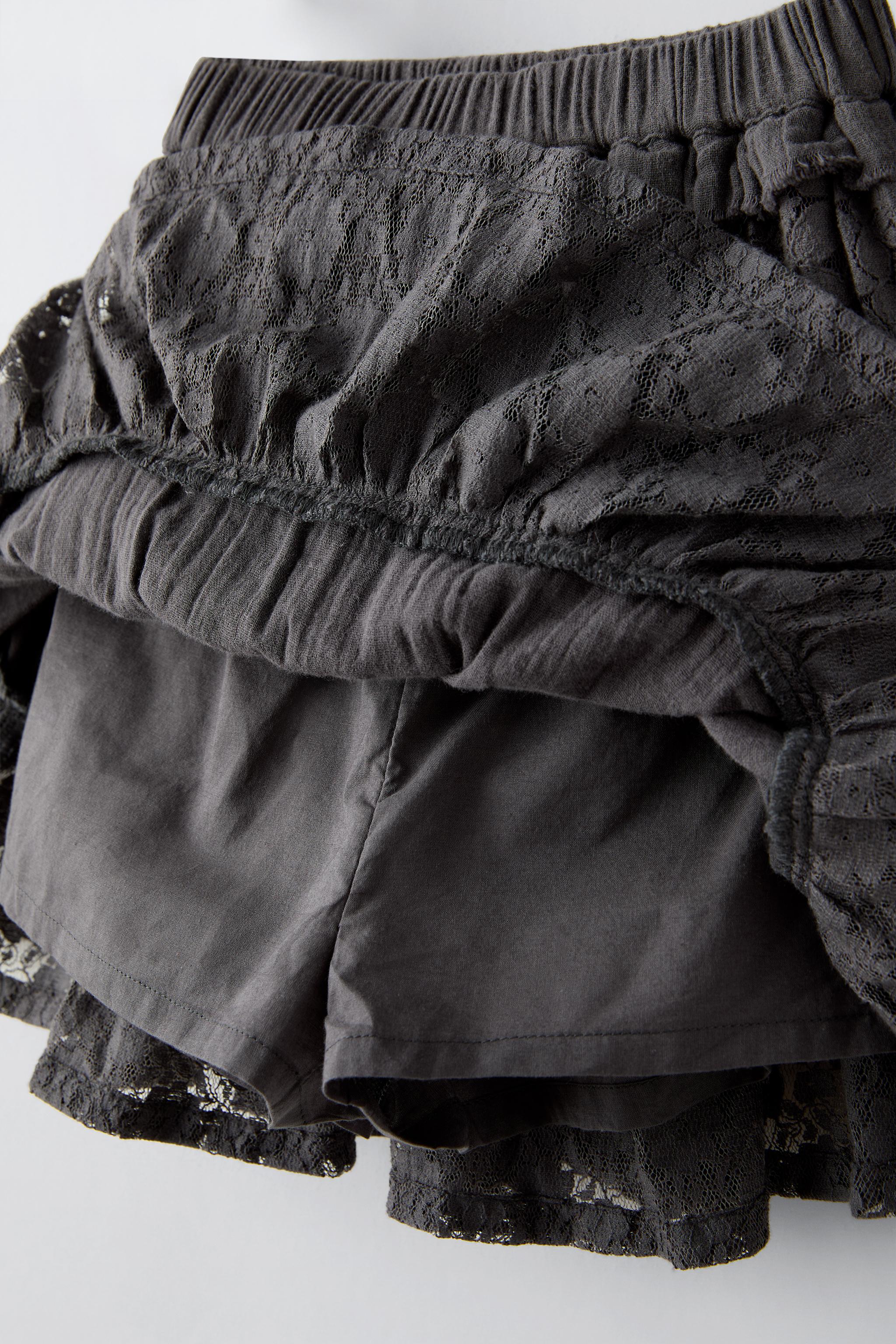 Zara RUFFLED LACE SKIRT Square One