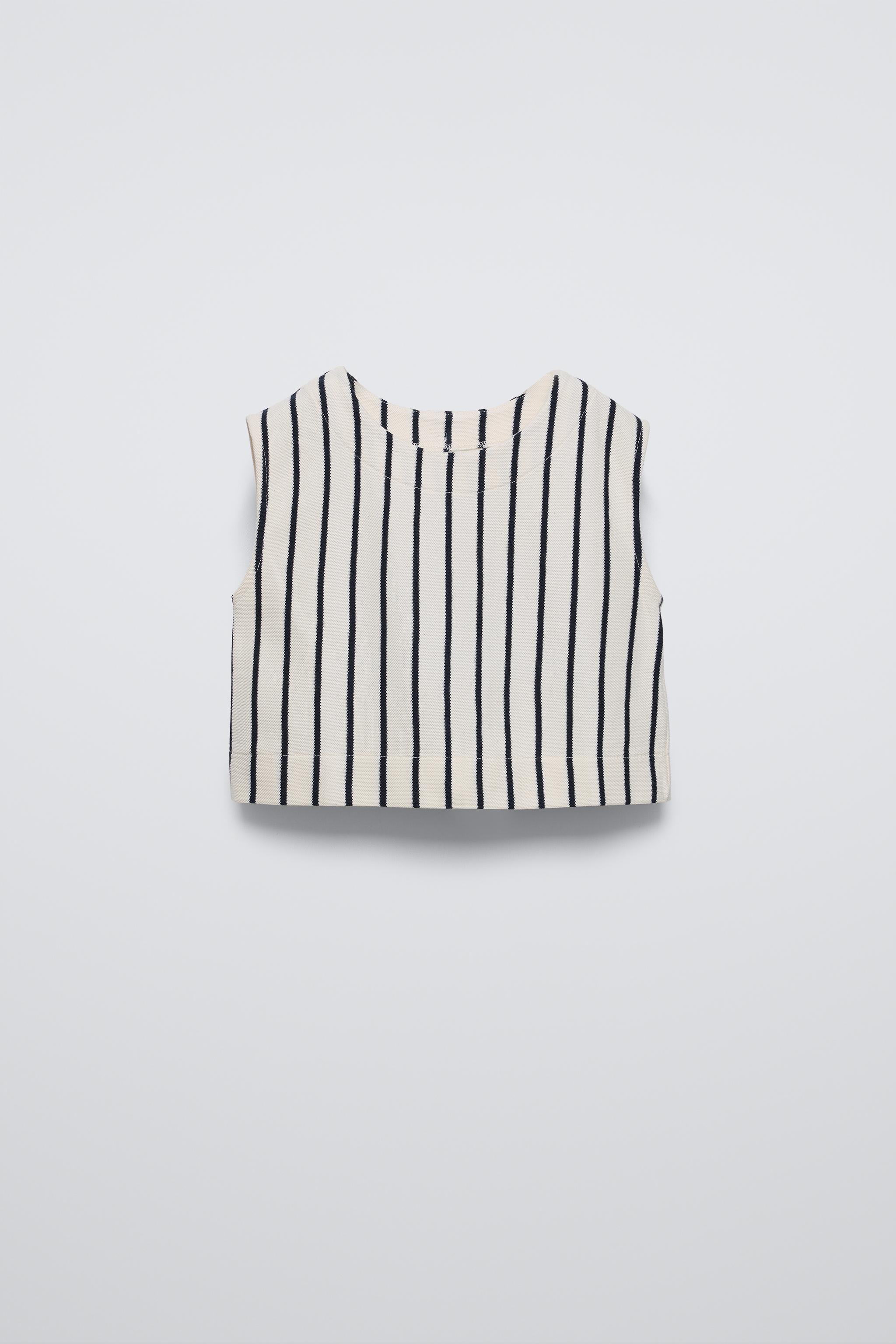 BOW TRIM STRIPED TOP