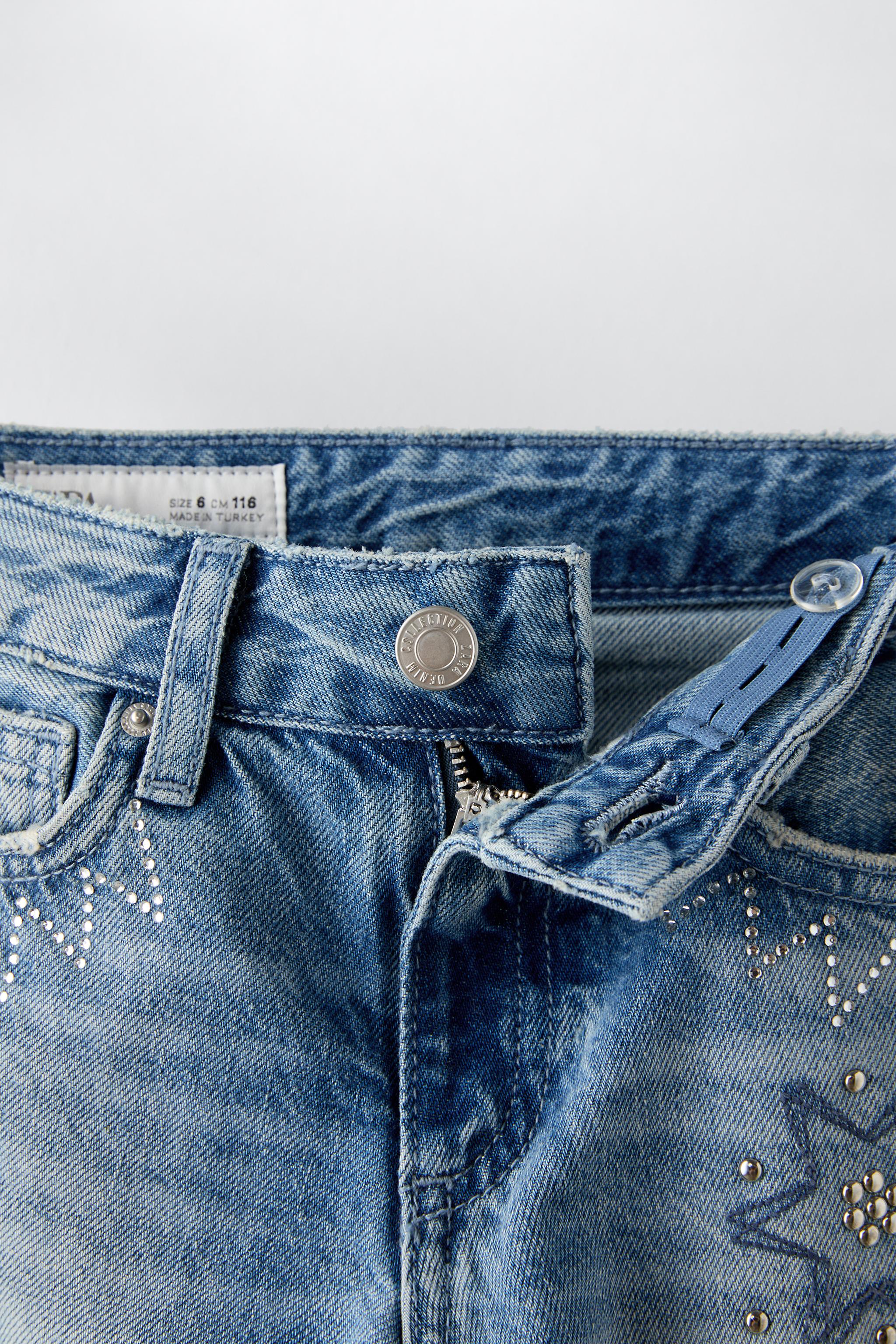 Zara STRAIGHT LEG RHINESTONE JEANS | Yorkdale Mall